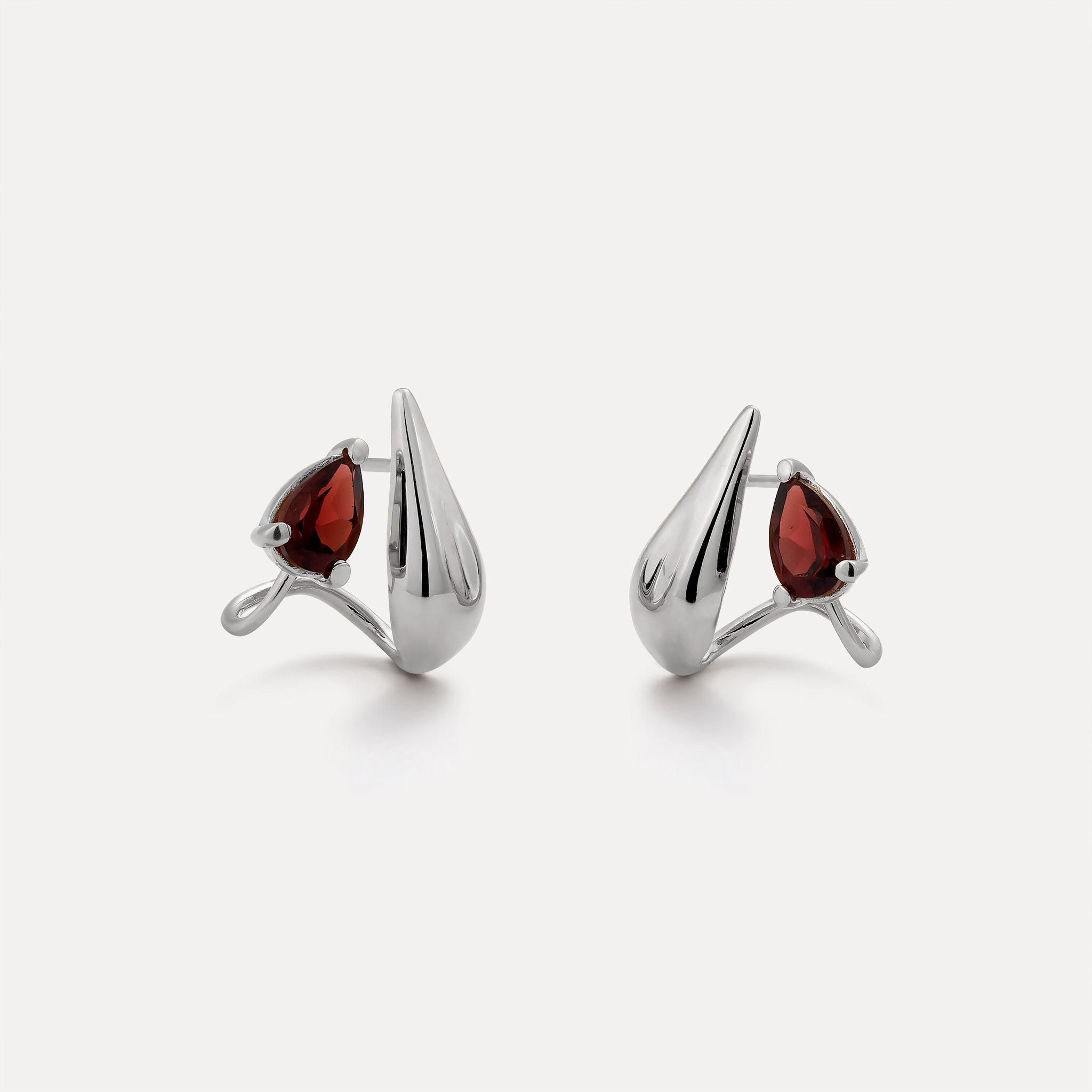 Red Garnet Drop Double Earrings