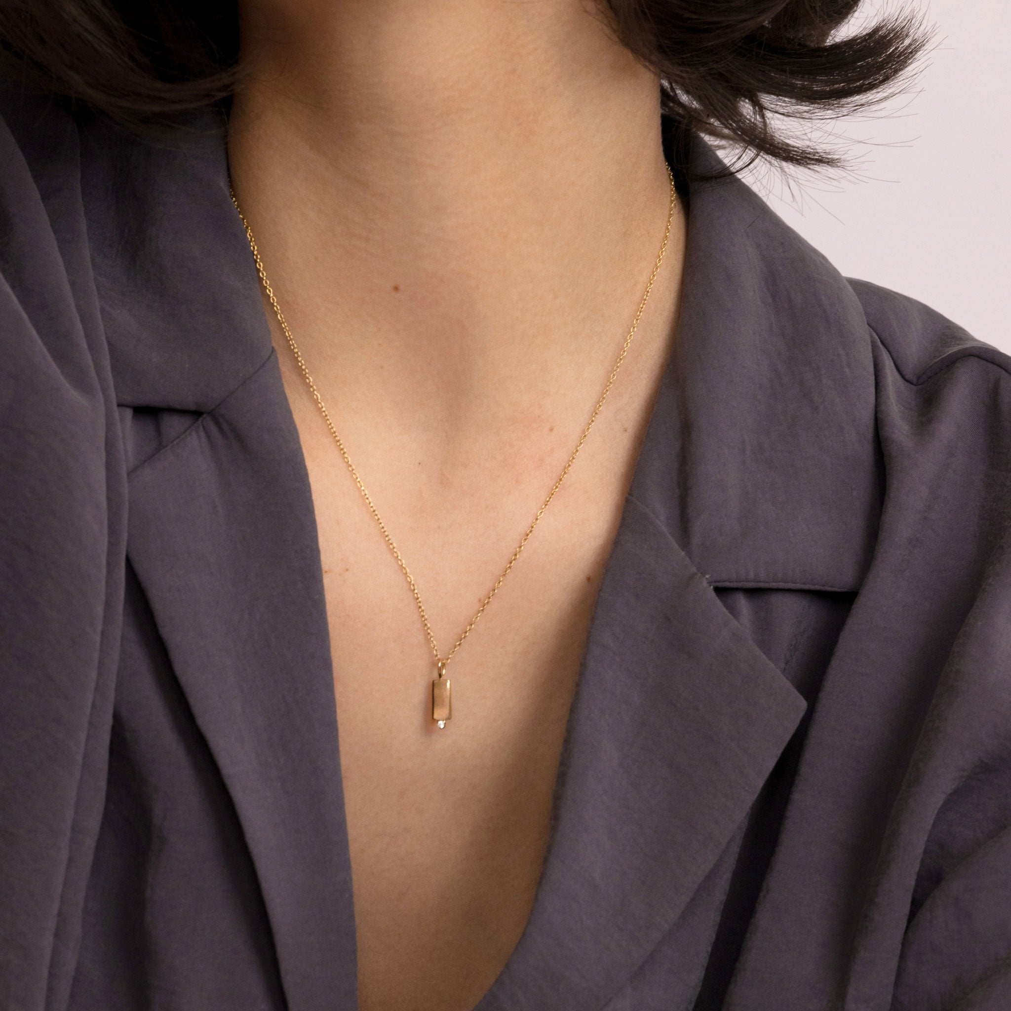 Sapphire Brick Tag Pendant