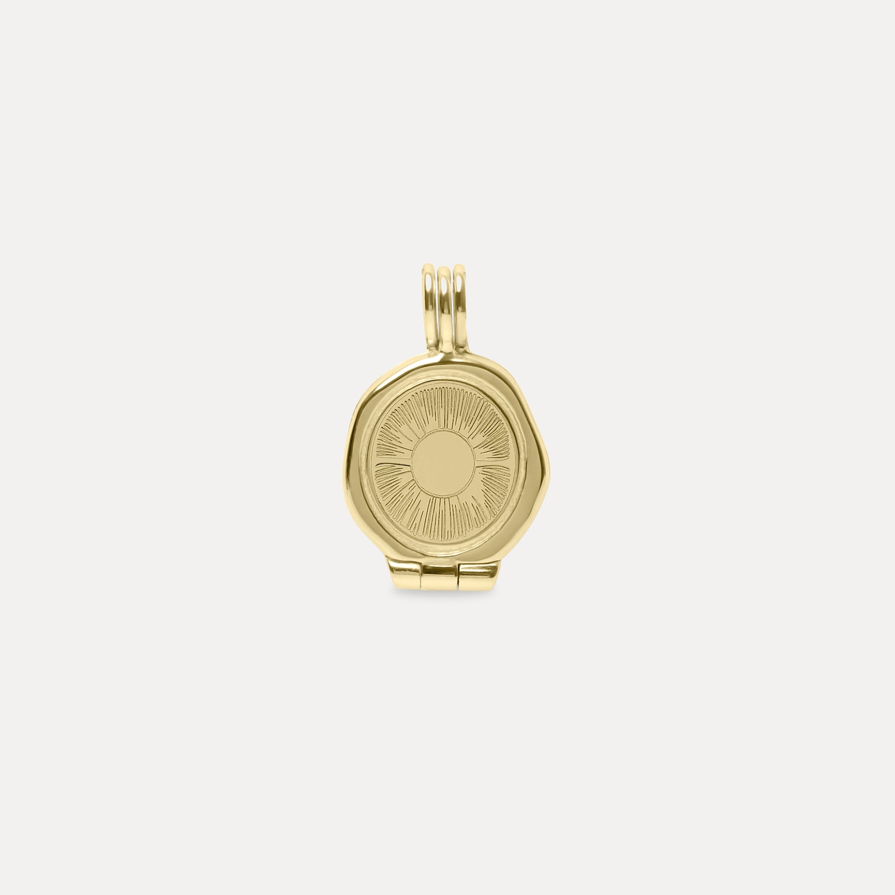 Sun Seal Locket Necklace 14k Solid Gold