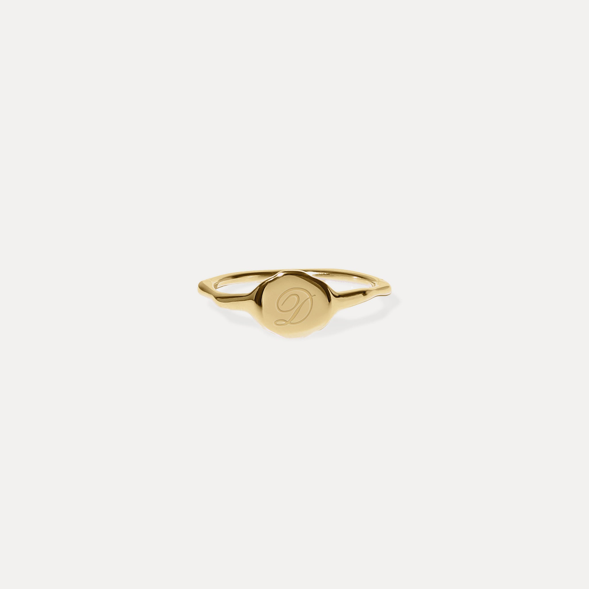 Engravable Fluid Signet Ring 14k Solid gold Glossy