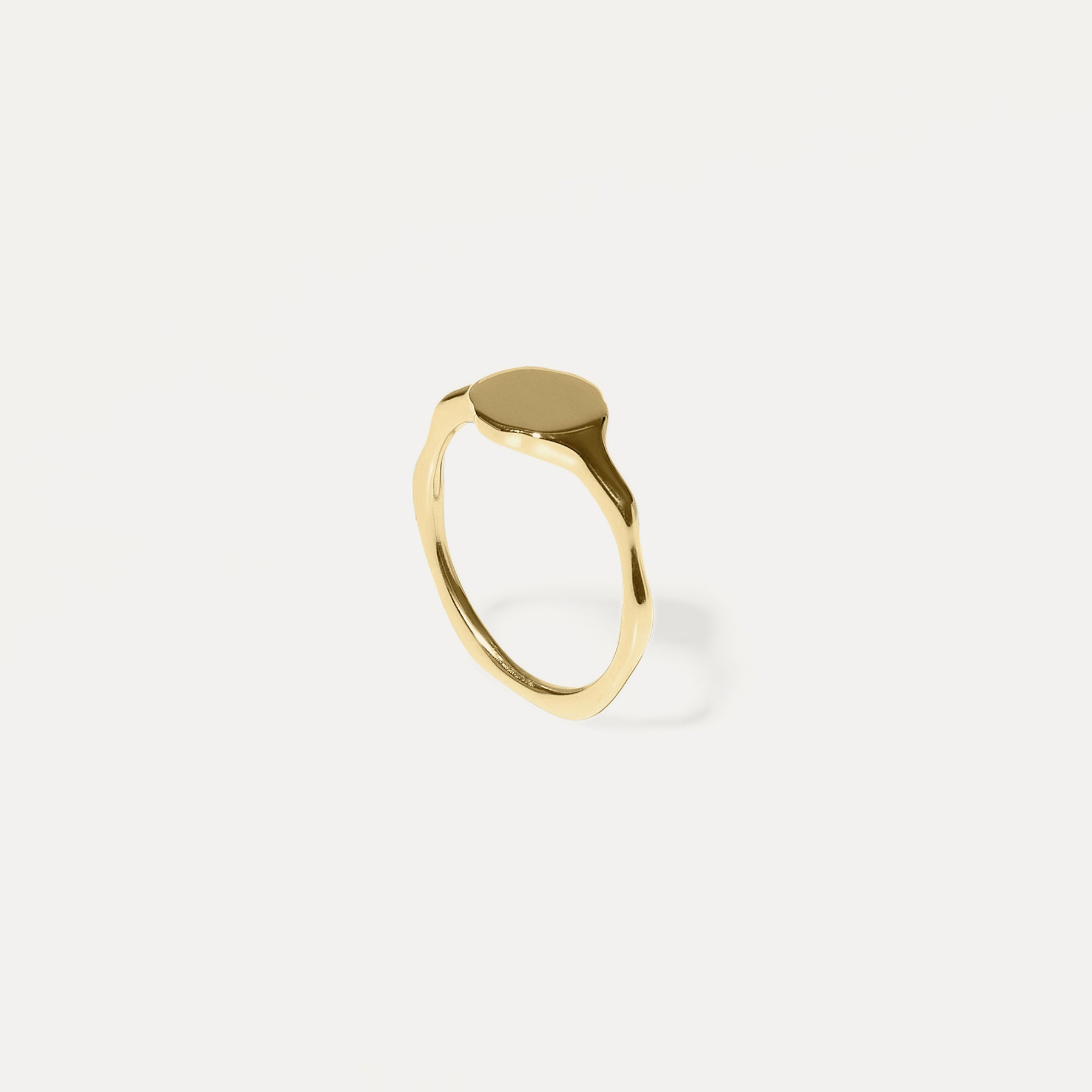 Fluid Signet Ring Glossy 14k Solid Gold