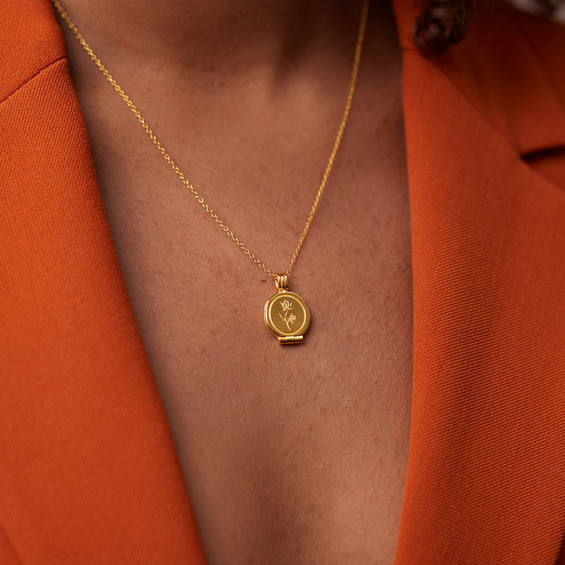 Floral Seal Locket Pendant