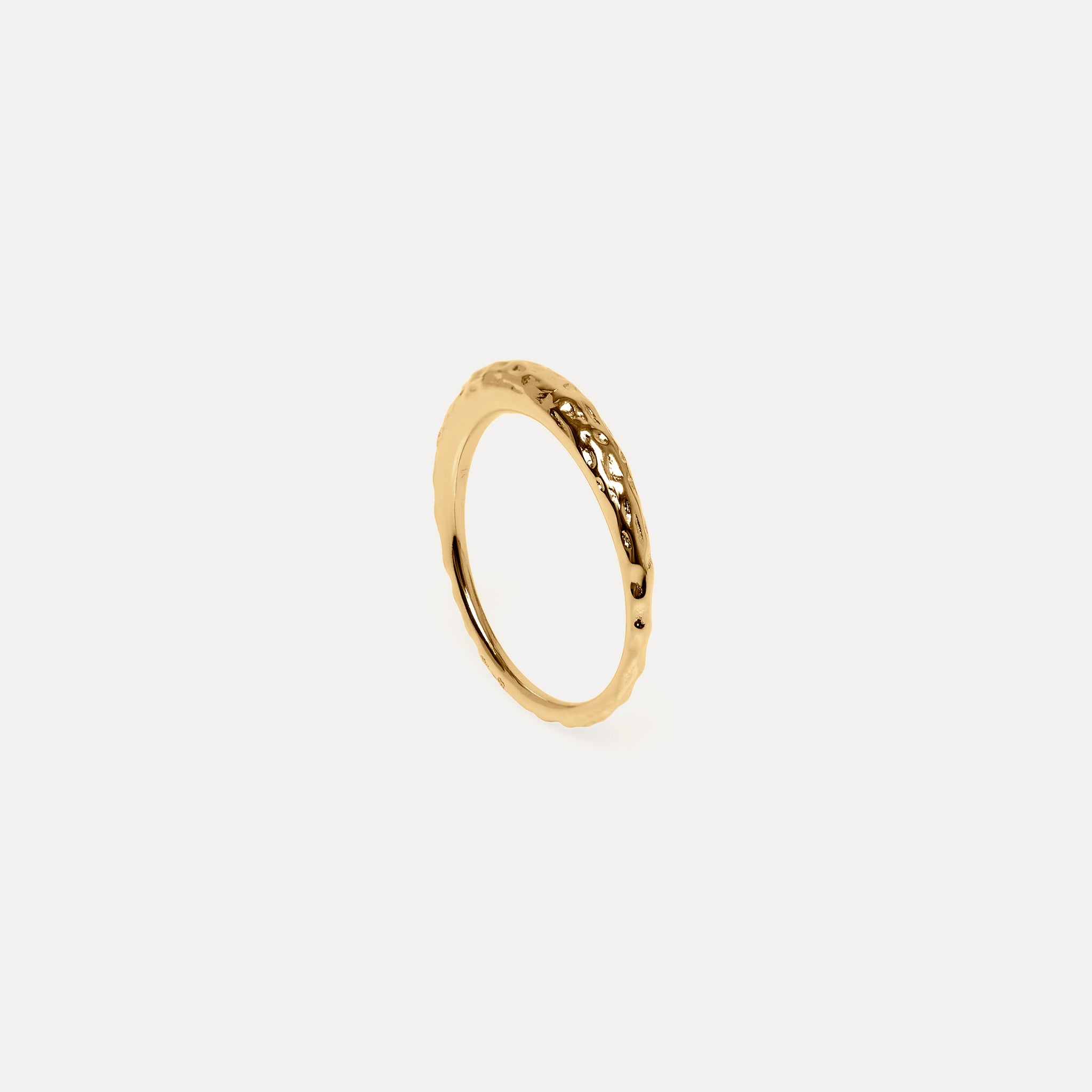 Hammered Thin Bombé Ring 14k Solid Gold