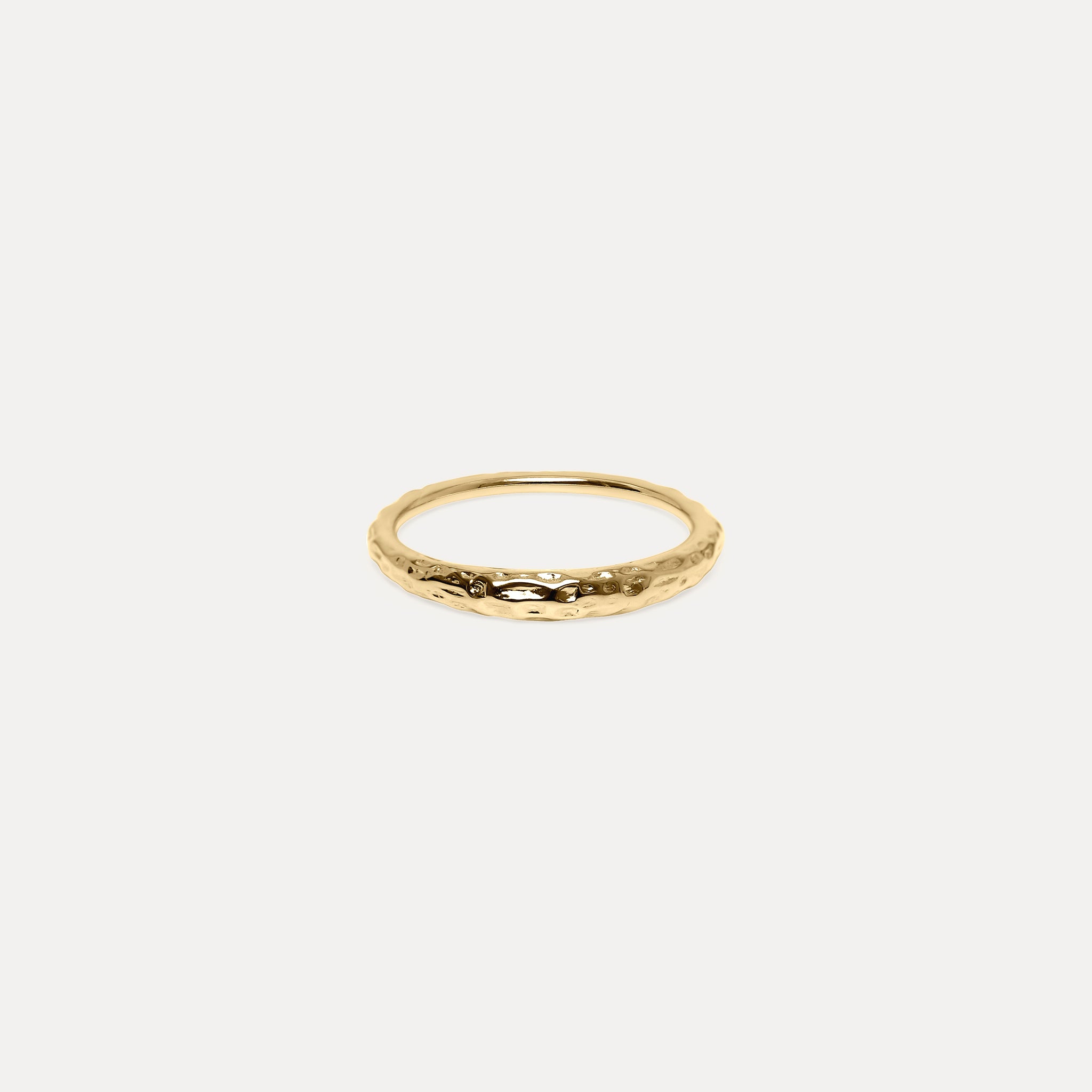 Hammered Thin Bombé Ring 14k Solid Gold