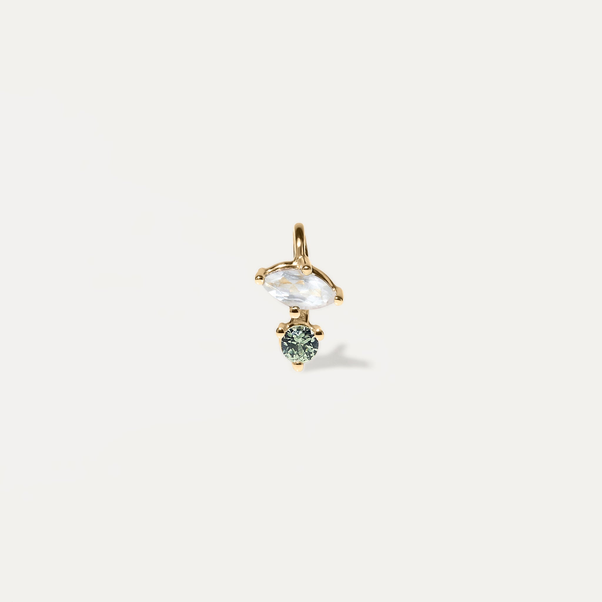 Moonstone & Green Sapphire Joy Pendant | 14k Gold