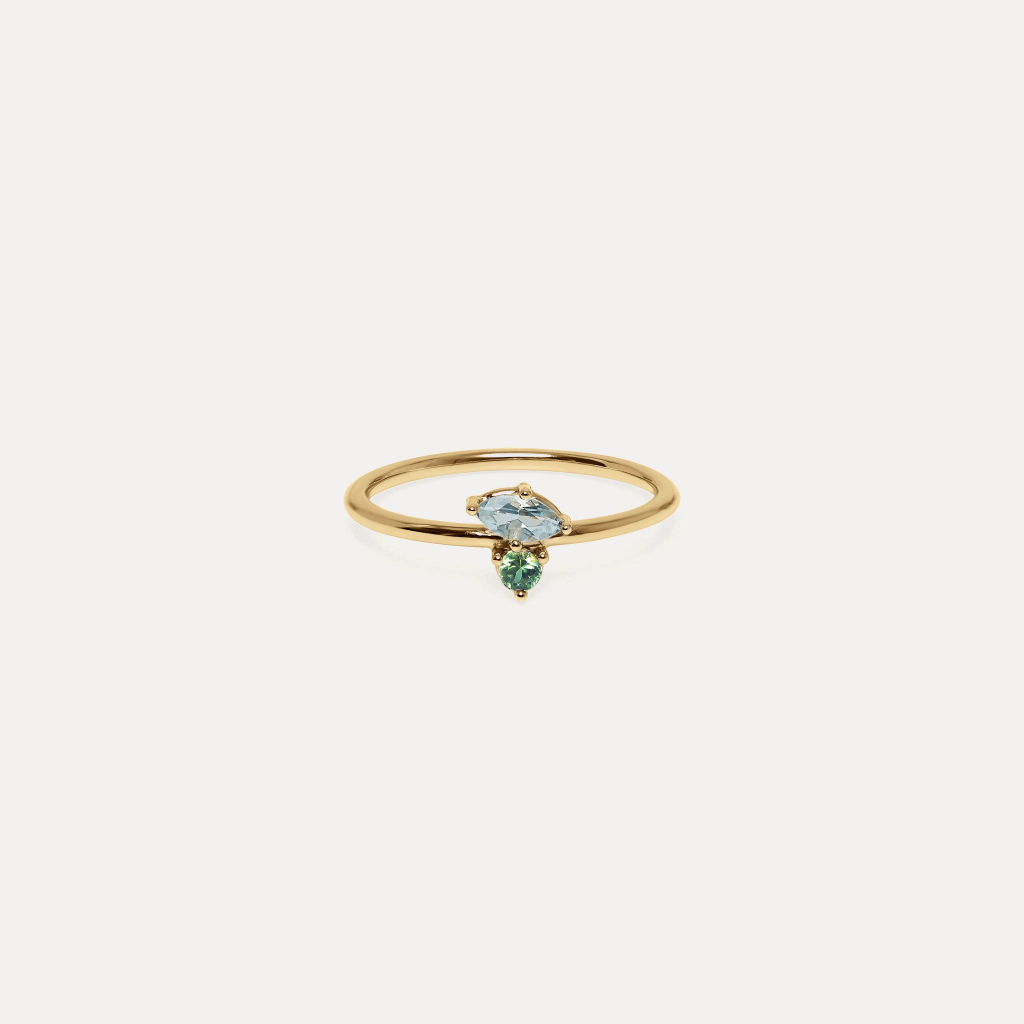 Aquamarine & Green Sapphire Joy Solitaire Ring