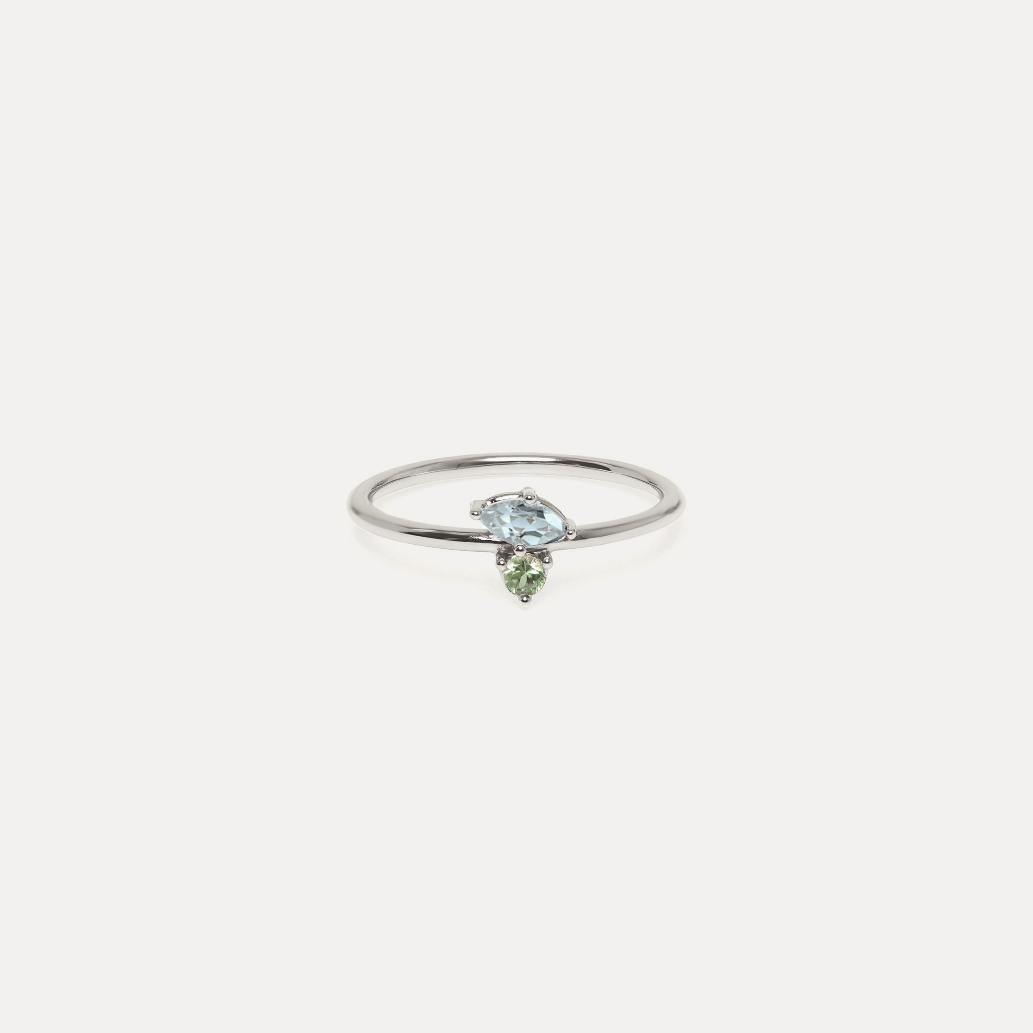 Aquamarine & Green Sapphire Joy Solitaire Ring