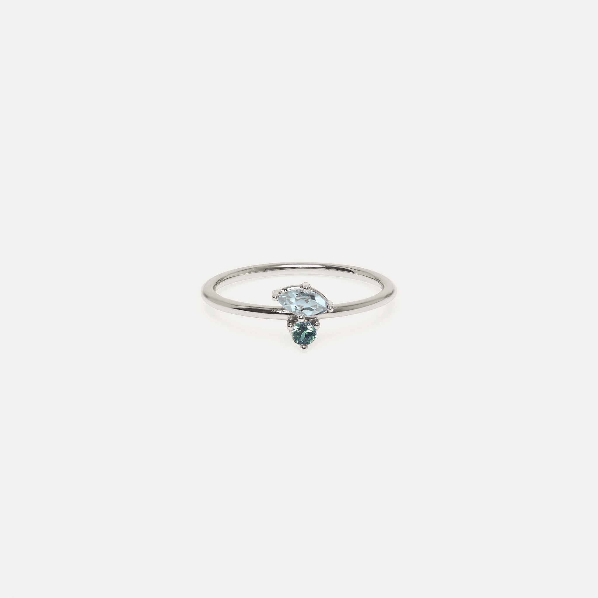 Aquamarine & Green Sapphire Joy Solitaire Ring