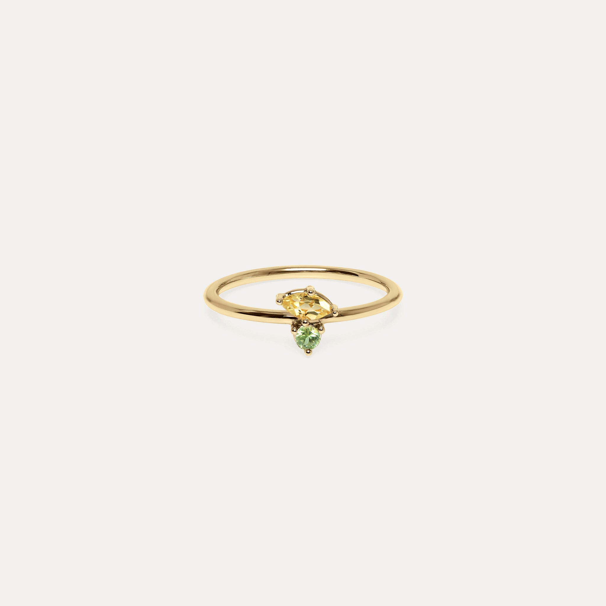 Citrine & Green Sapphire Joy Solitaire Ring | 14k Gold