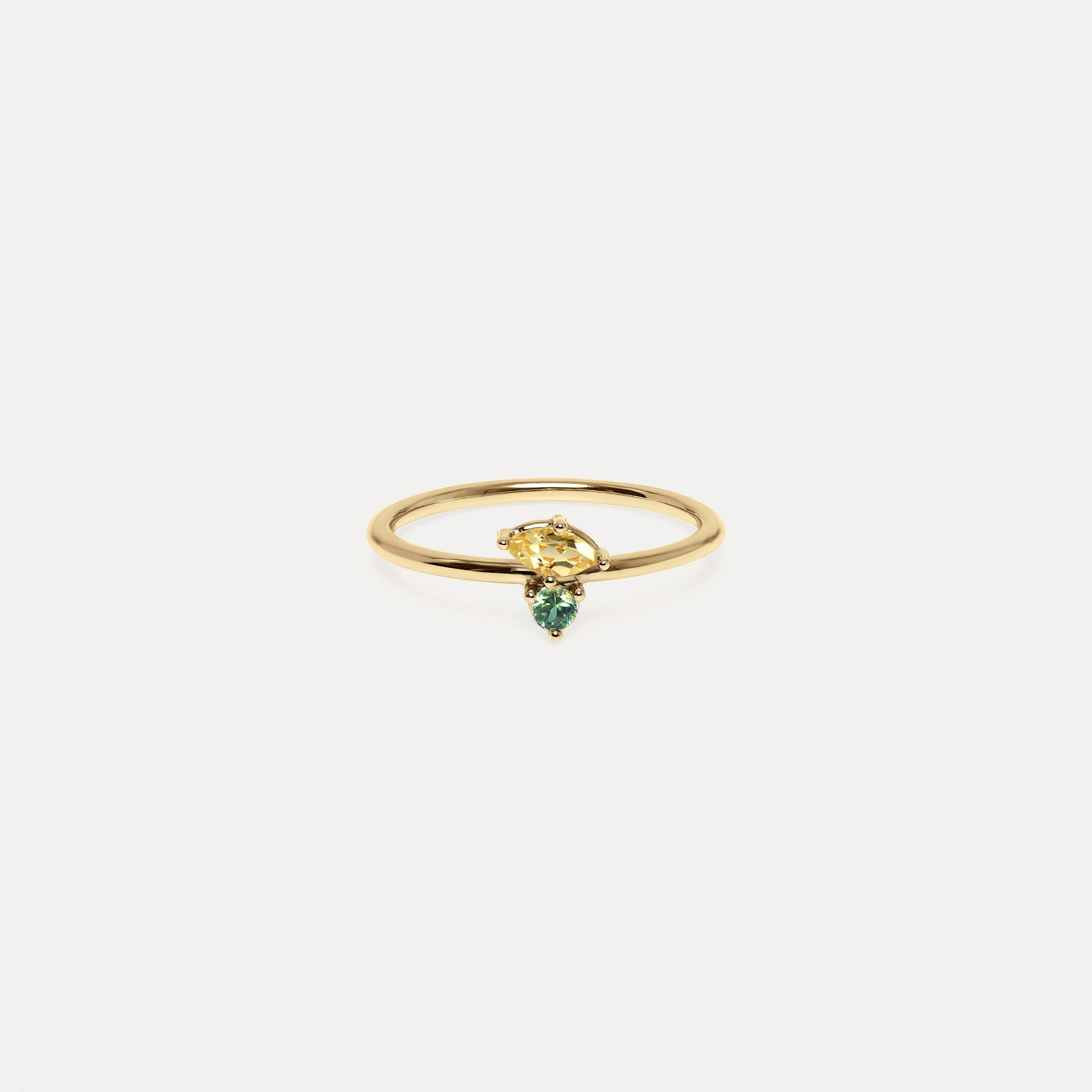 Citrine & Green Sapphire Joy Solitaire Ring | 14k Gold