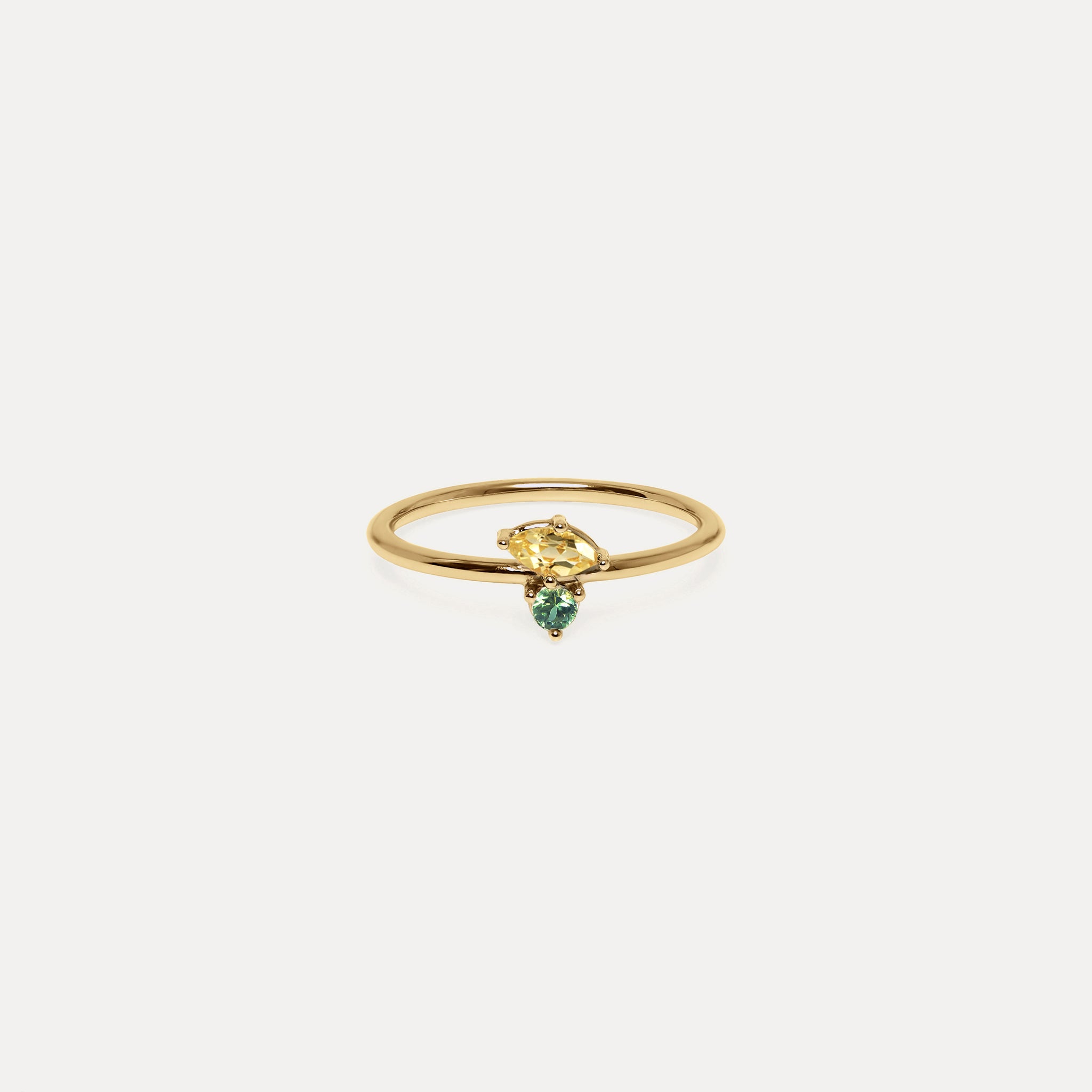 Citrine & Green Sapphire Joy Solitaire Ring