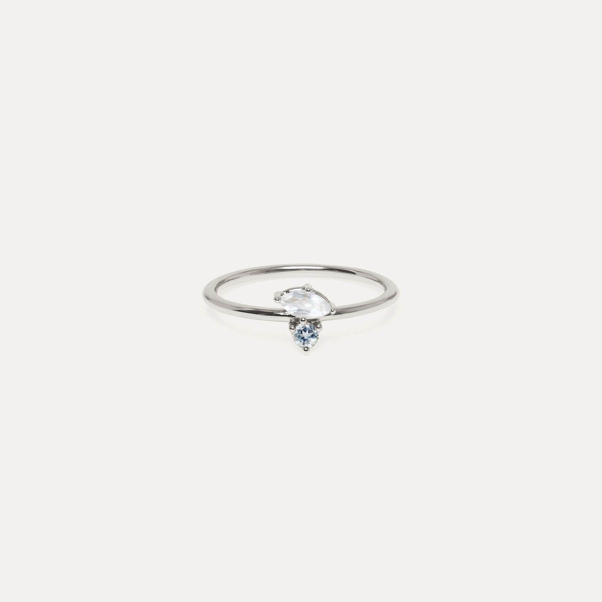 Moonstone & Aquamarine Joy Solitaire Ring