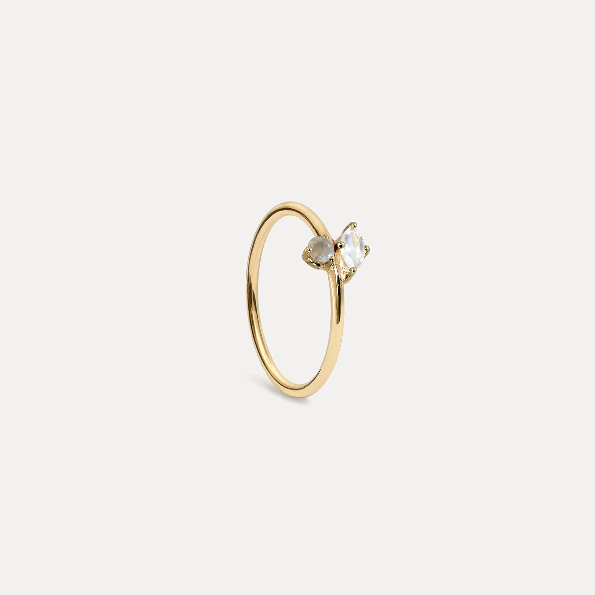 Moonstone & Gray Moonstone Joy Solitaire Ring | 14k Gold