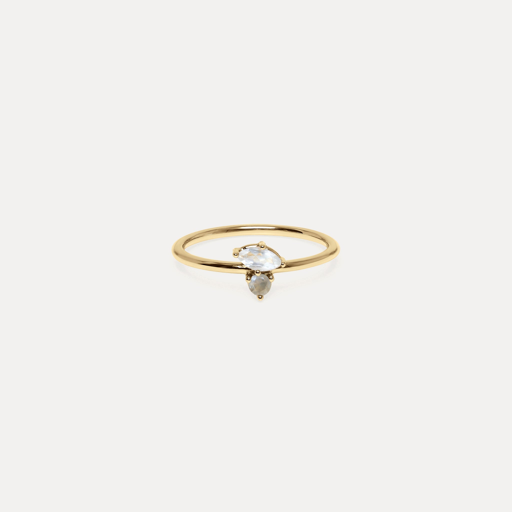 Moonstone & Gray Moonstone Joy Solitaire Ring | 14k Gold