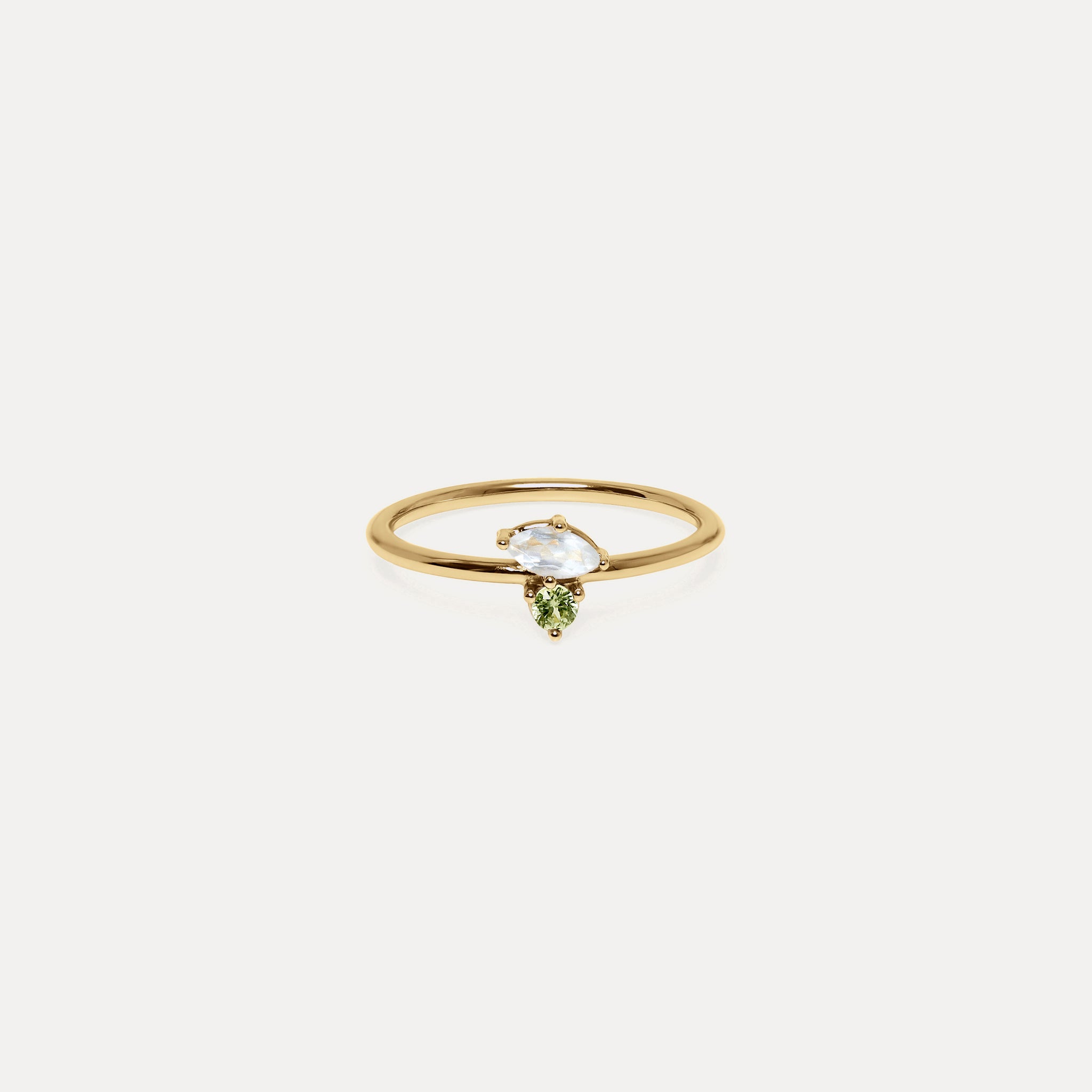 Moonstone & Green Sapphire Joy Solitaire Ring