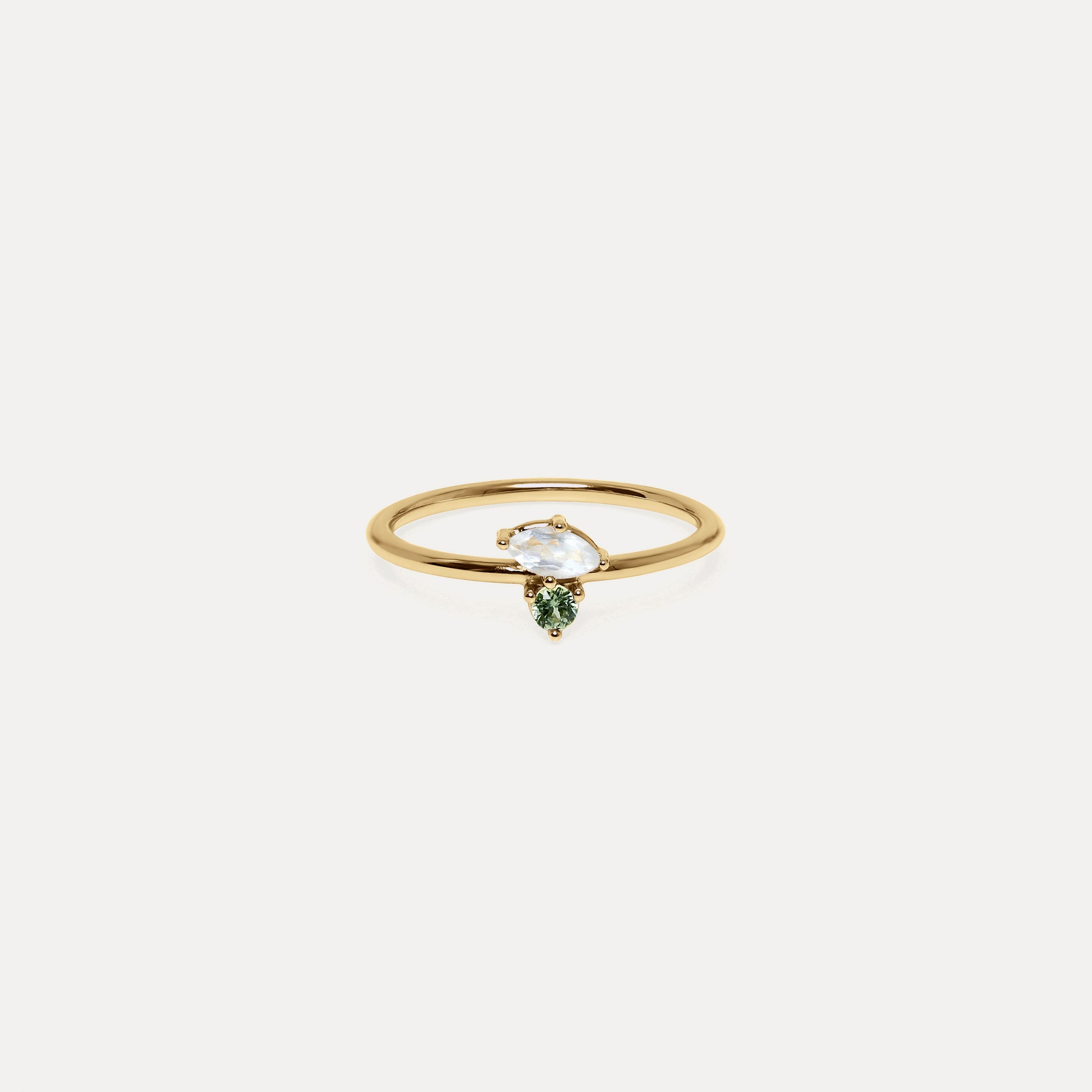 Moonstone & Green Sapphire Joy Solitaire Ring