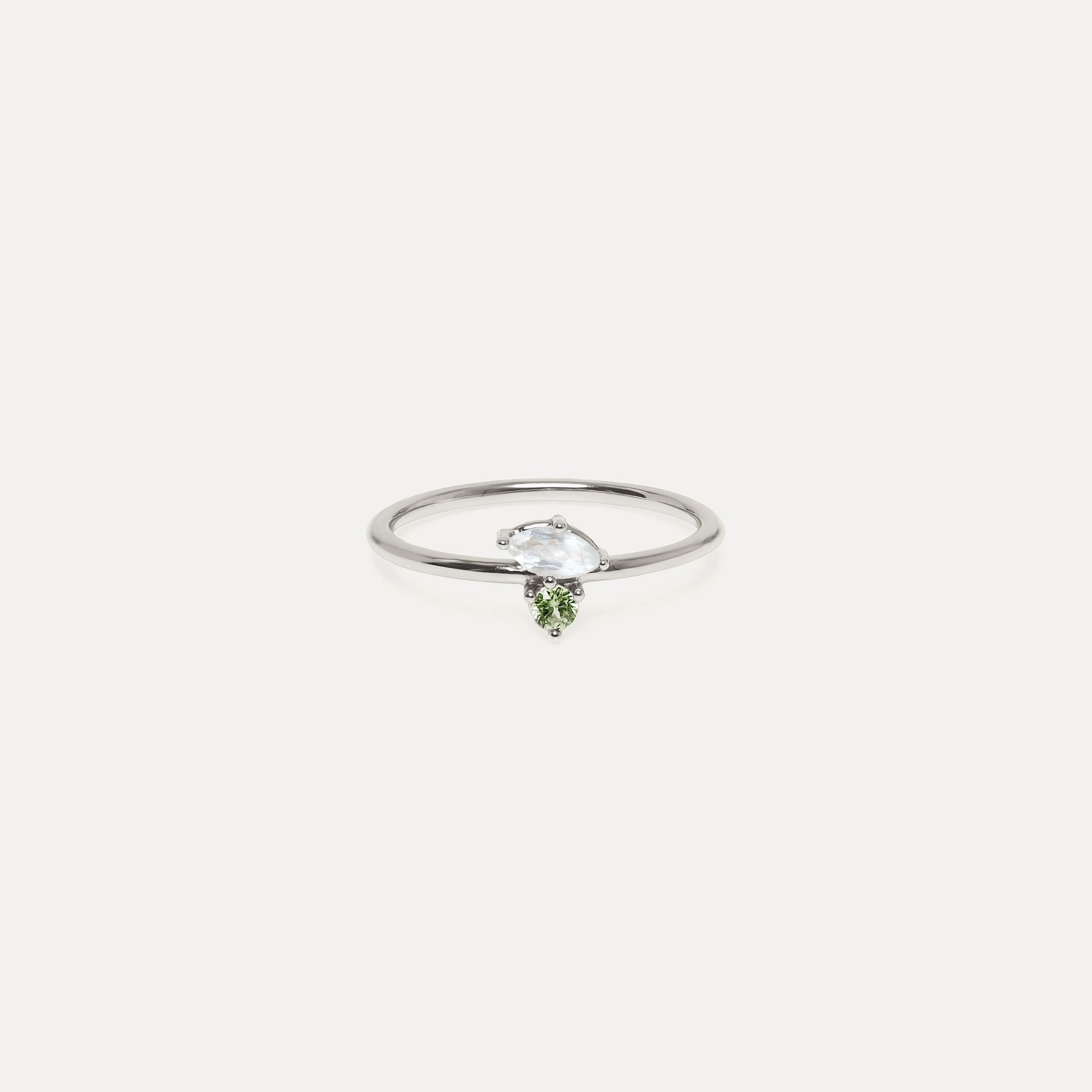 Moonstone & Green Sapphire Joy Solitaire Ring