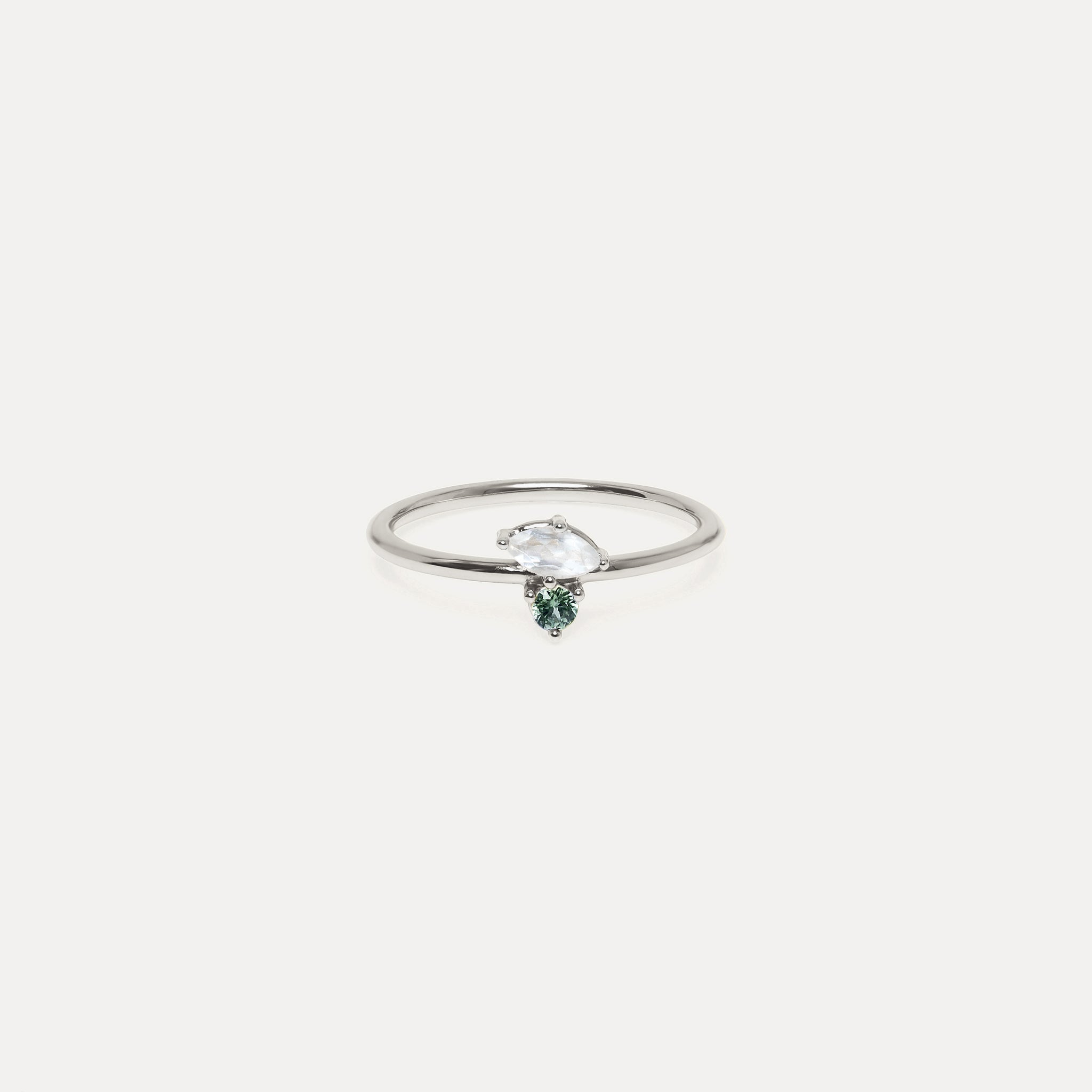 Moonstone & Green Sapphire Joy Solitaire Ring