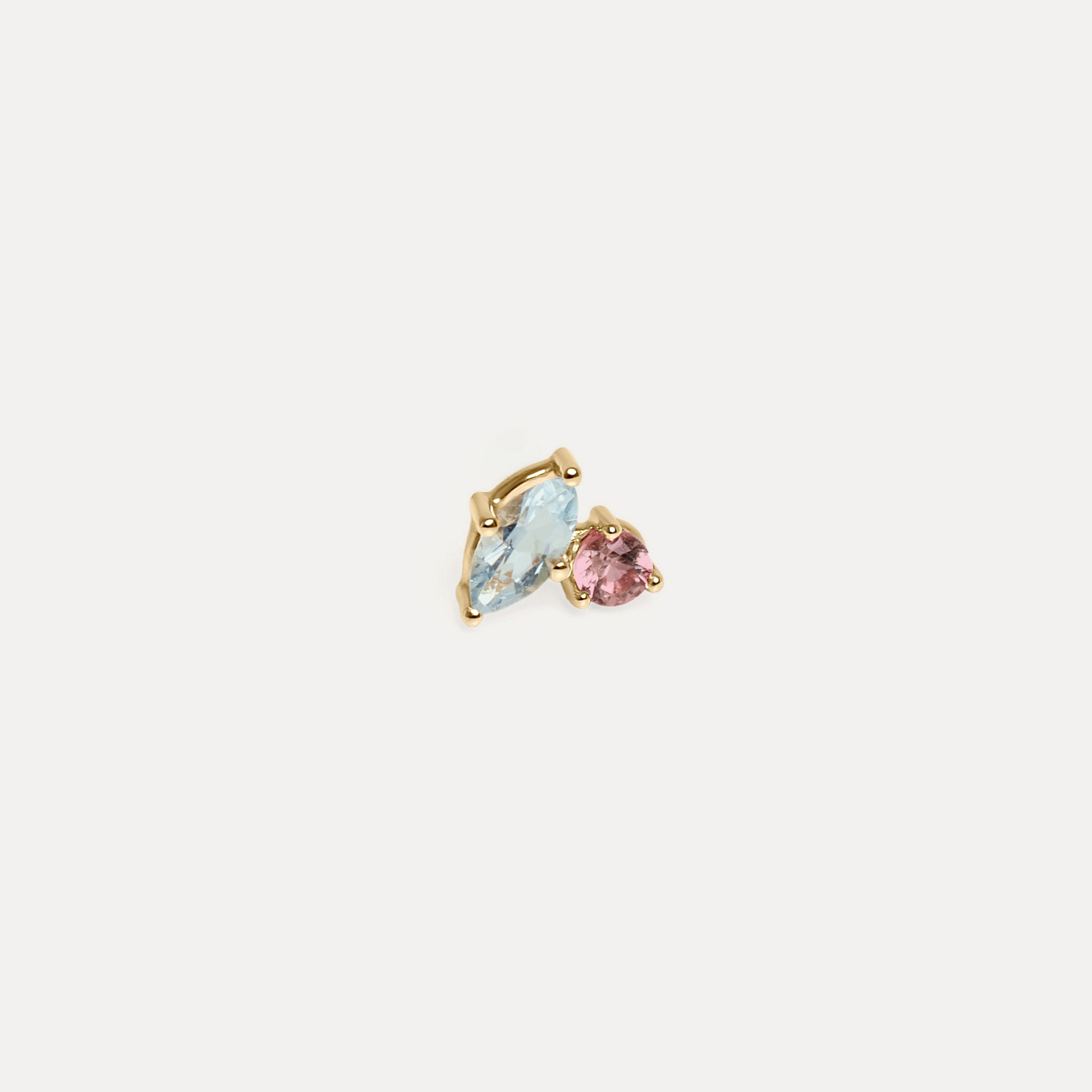 Aquamarine & Tourmaline Joy Studs - Single | 14k Gold