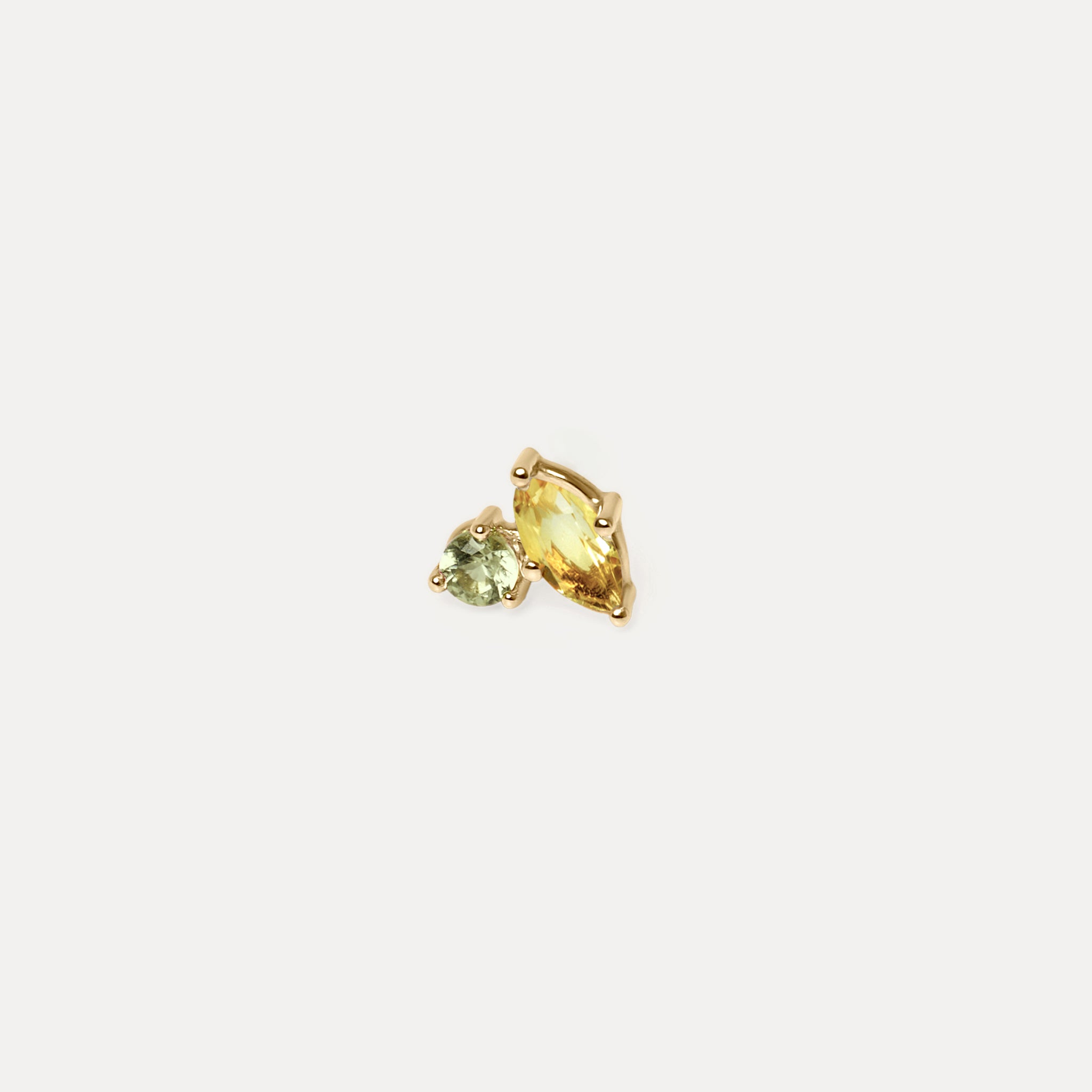 Citrine & Green Sapphire Joy Studs - Single | 14k Gold