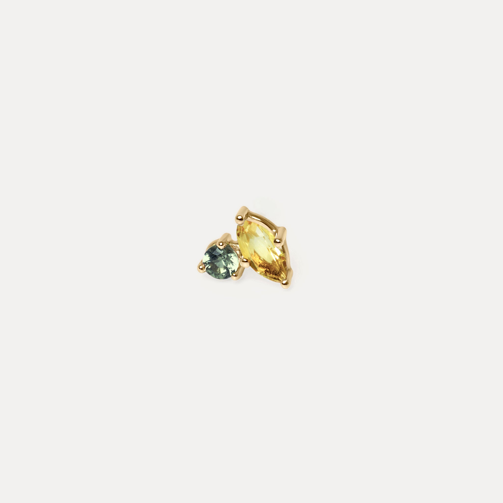 Citrine & Green Sapphire Joy Studs - Single | 14k Gold