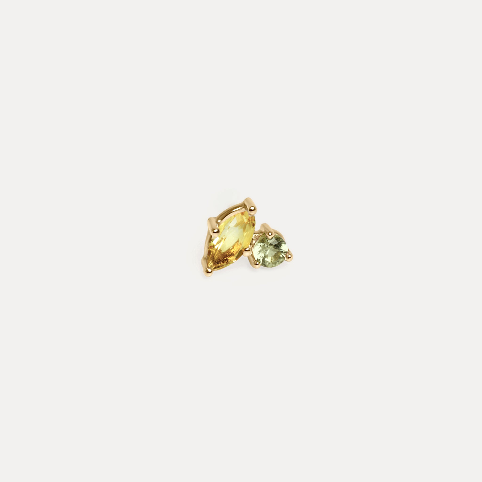 Citrine & Green Sapphire Joy Studs - Single | 14k Gold