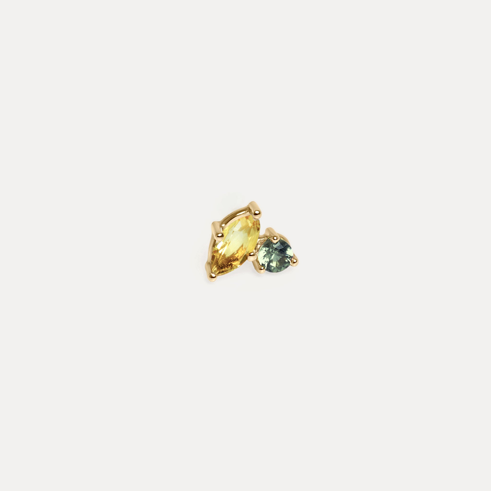 Citrine & Green Sapphire Joy Studs - Single | 14k Gold