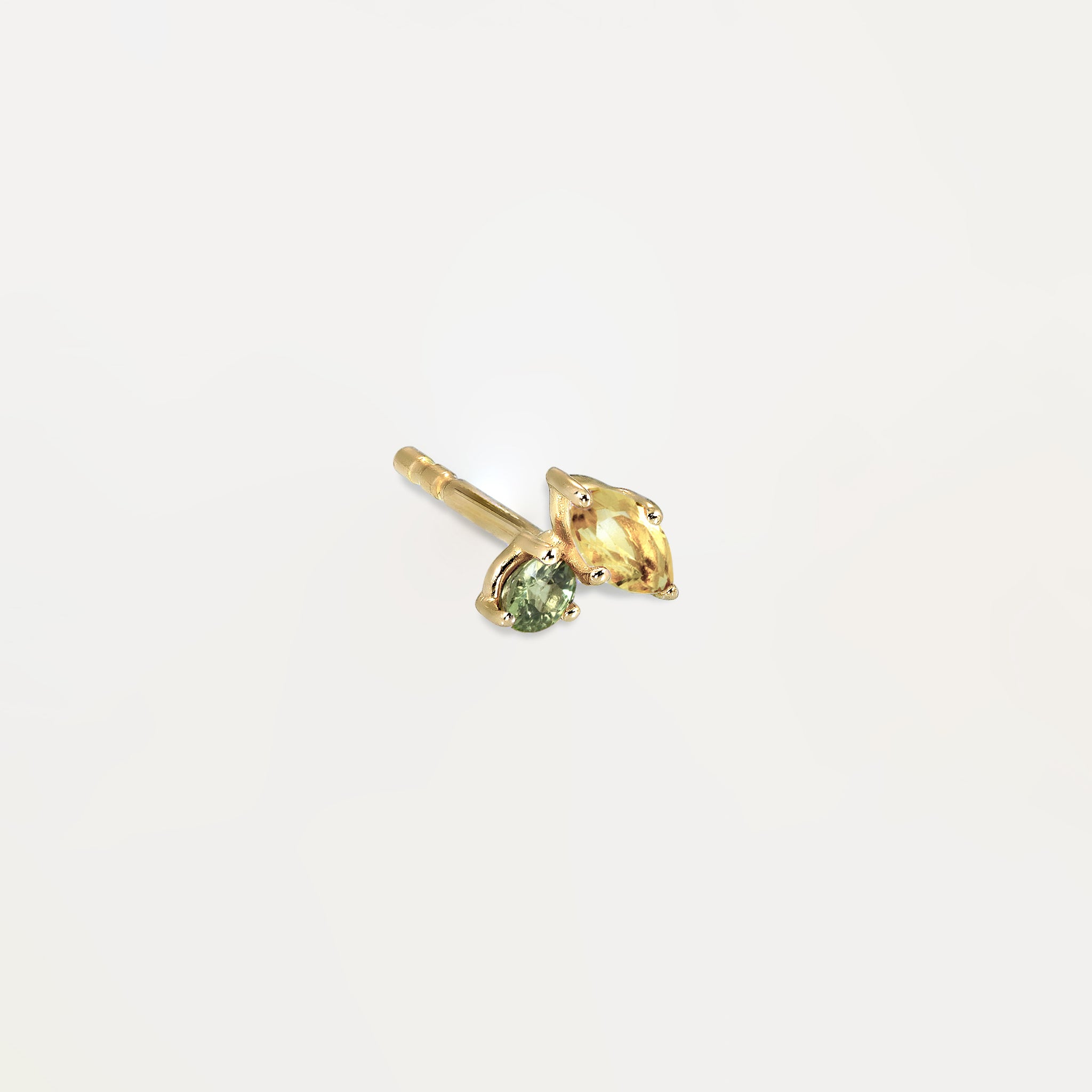 Citrine & Green Sapphire Joy Studs - Single | 14k Gold