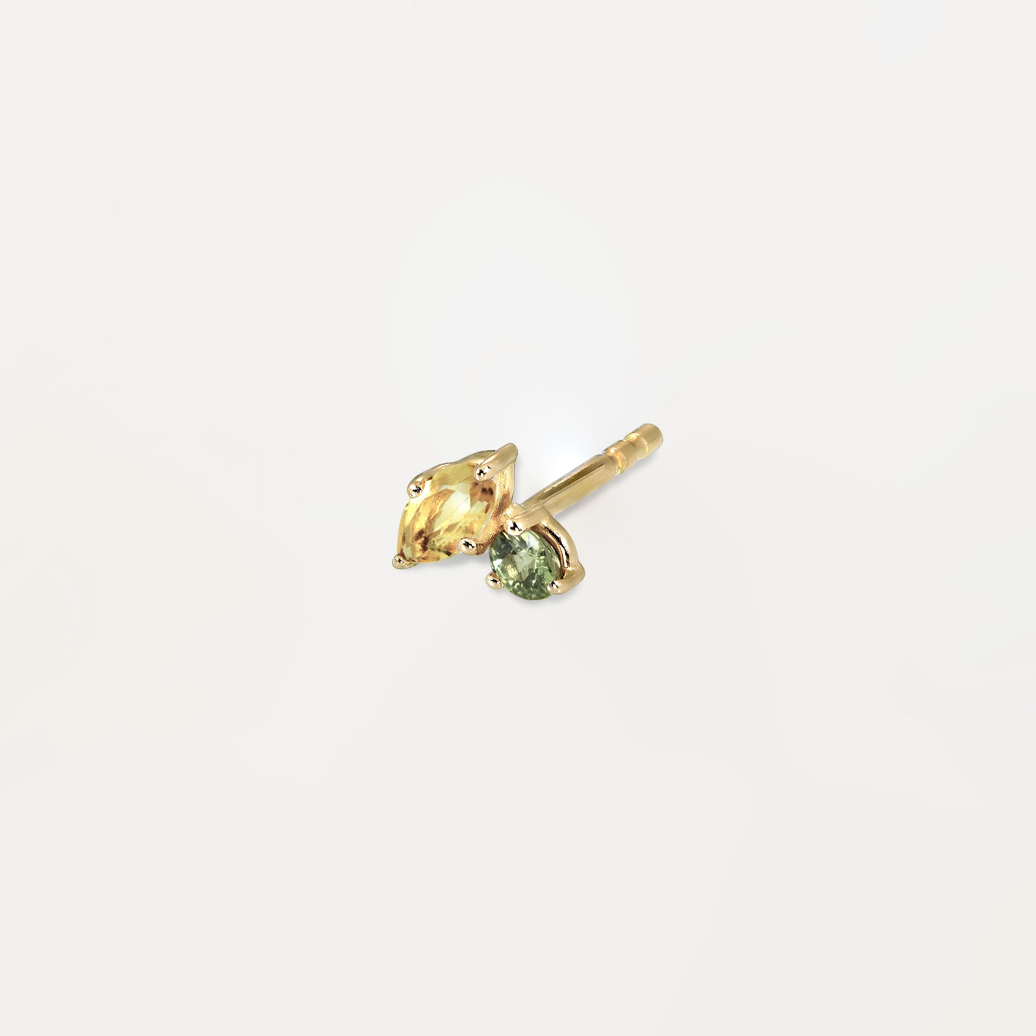 Citrine & Green Sapphire Joy Studs - Single | 14k Gold