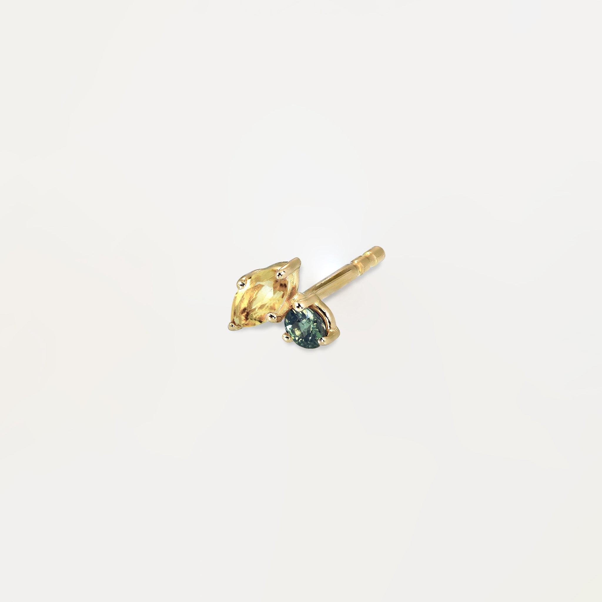 Citrine & Green Sapphire Joy Studs - Single | 14k Gold