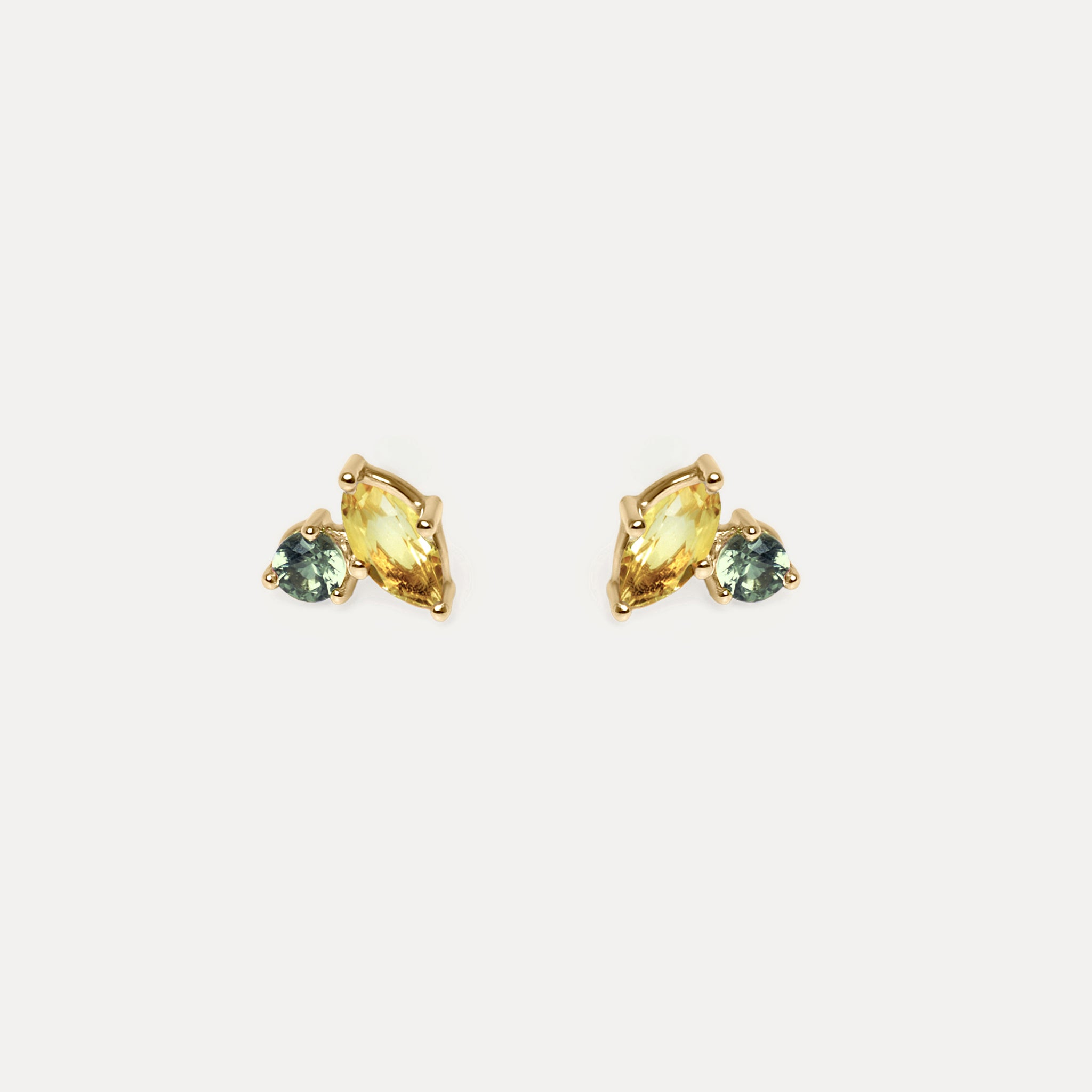 Citrine & Green Sapphire Joy Studs | 14k Gold