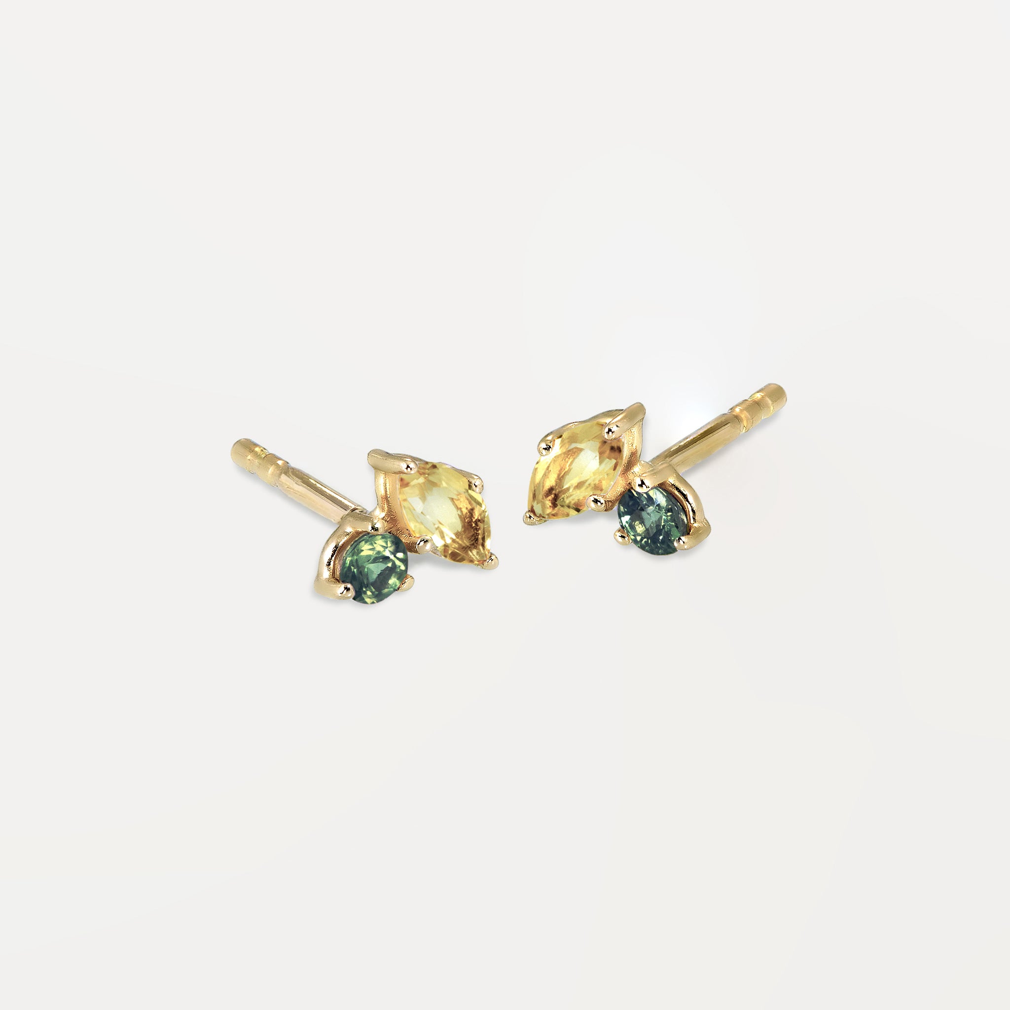 Citrine & Green Sapphire Joy Studs | 14k Gold