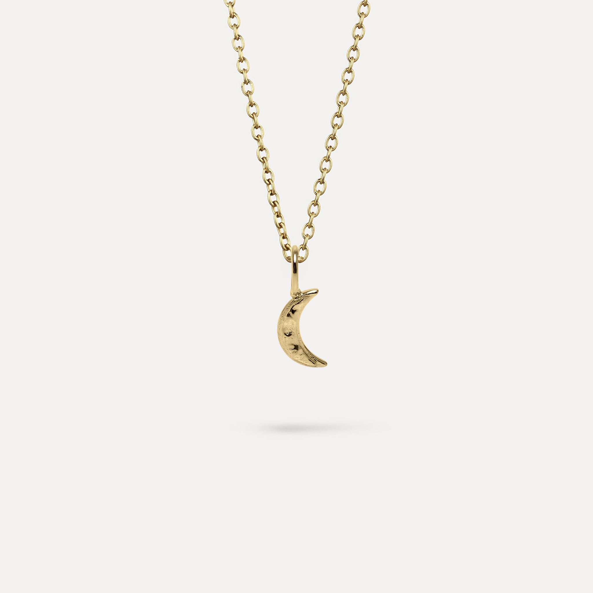 Lunar Eclipse Necklace with Anchor Chain | 14k Gold