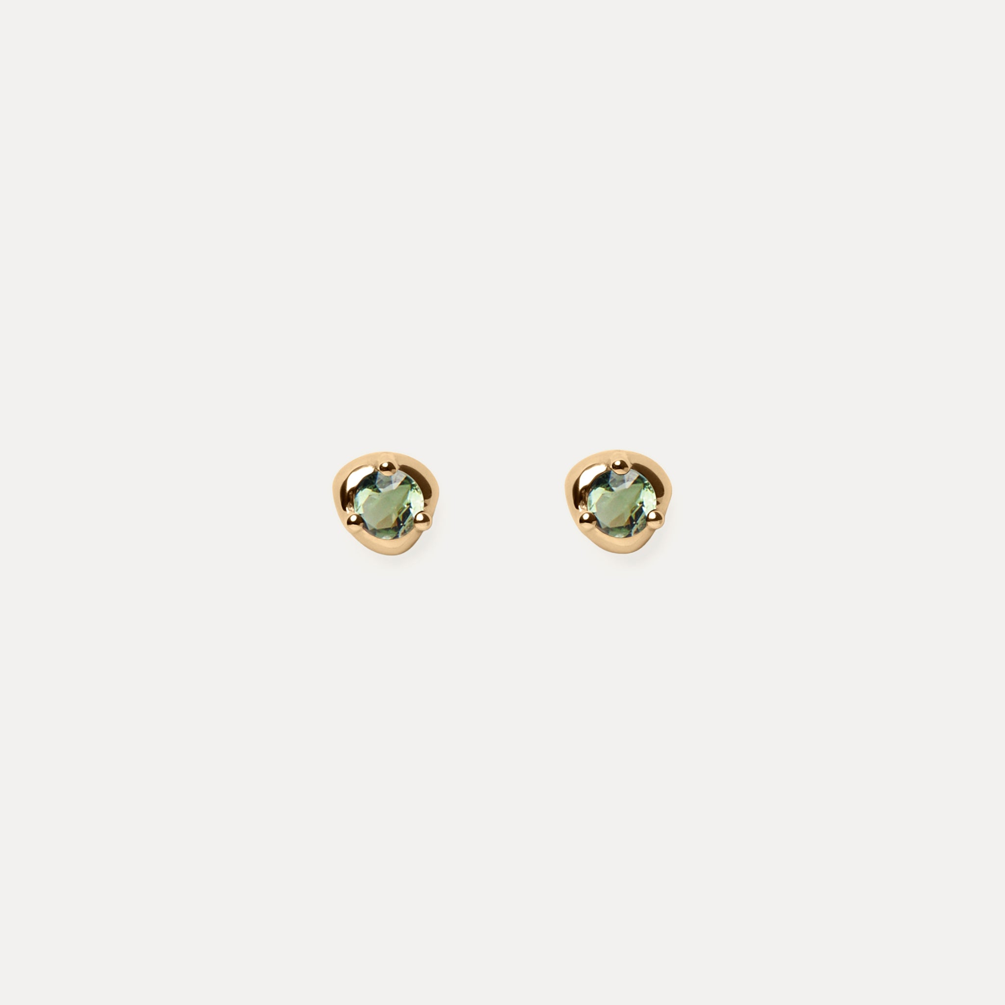 Mini Birthstone Stud Earrings | 14k Gold