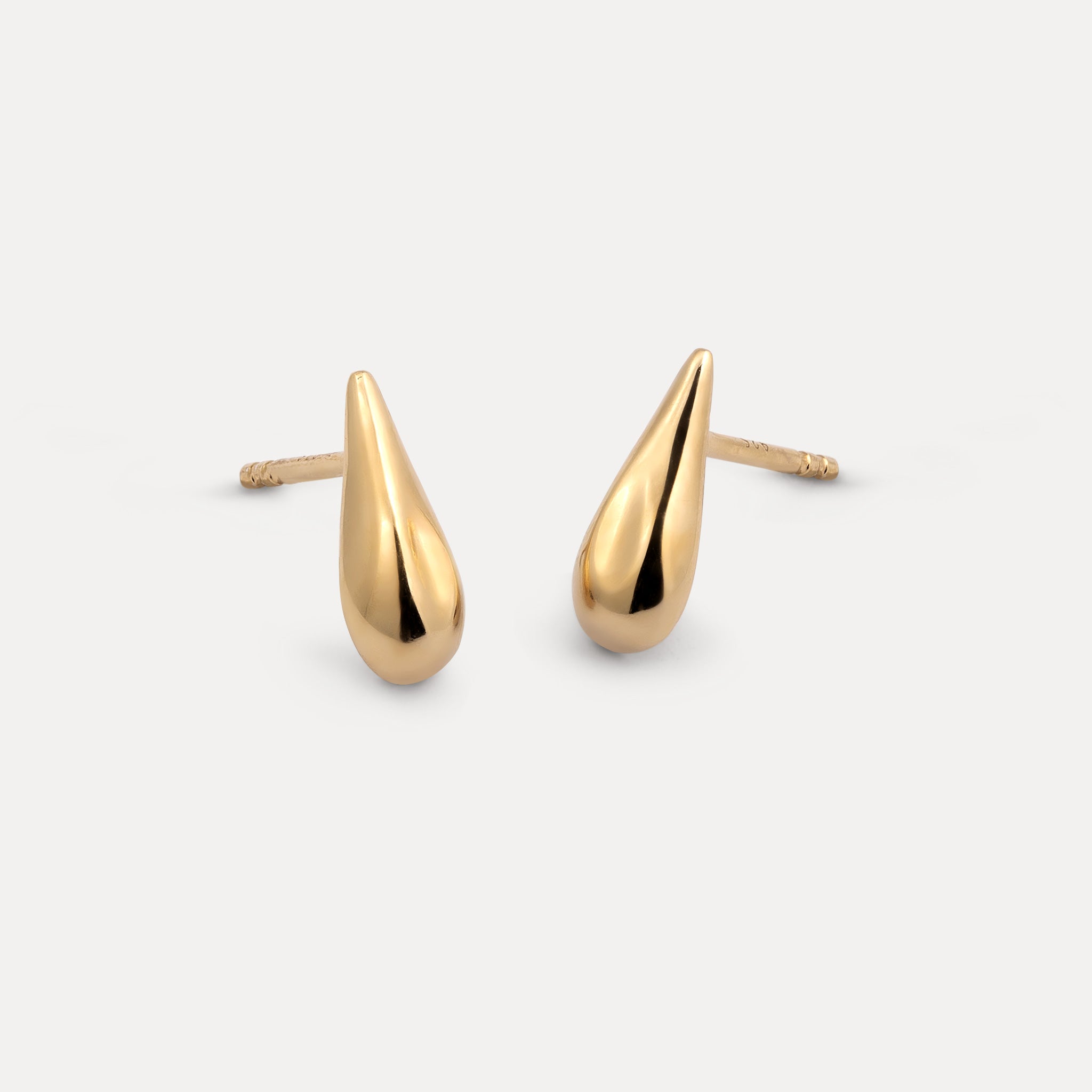 Mini Drop Stud Earrings | 14k Gold