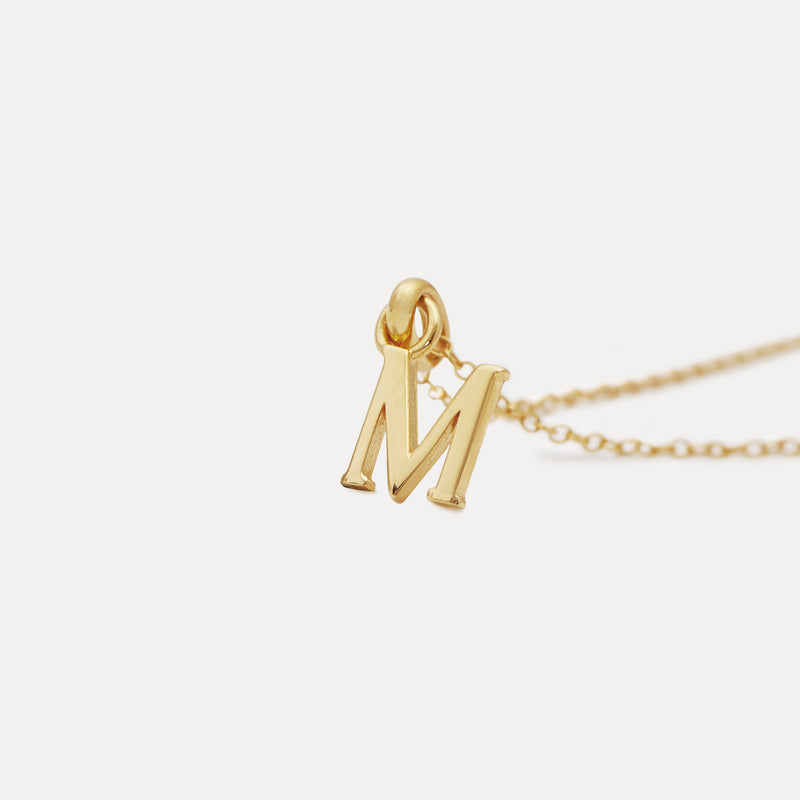 Mini Initial Necklace 14k Solid Gold