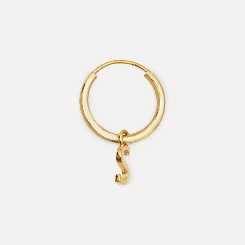 Mini Initial Hoops Small 14k Solid Gold - Single
