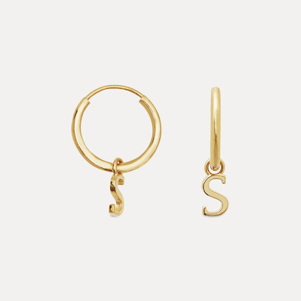 Mini Initial Hoops Small 14k Solid Gold