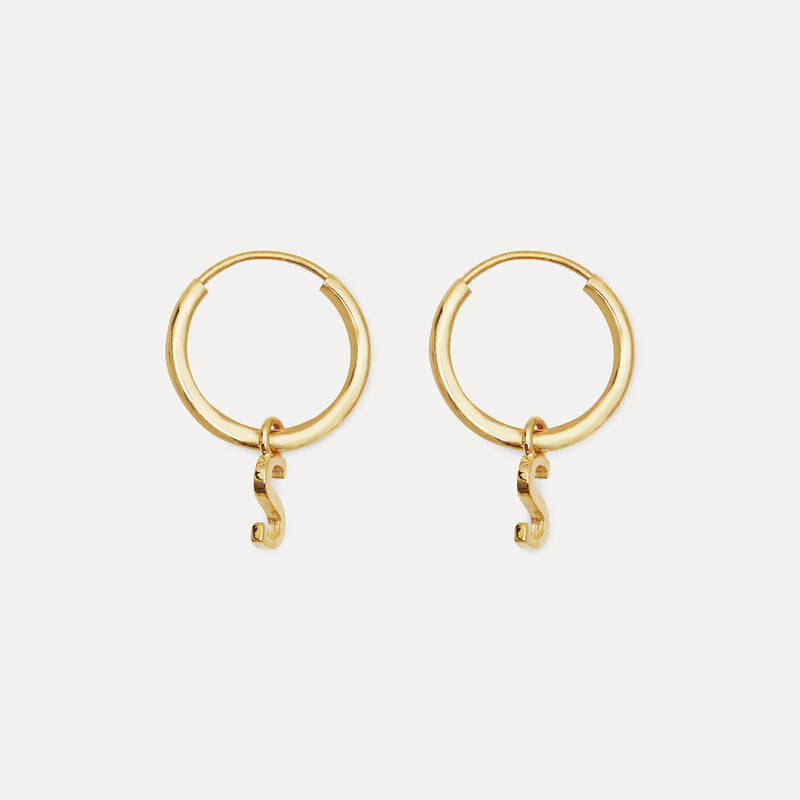 Mini Initial Hoops Small 14k Solid Gold