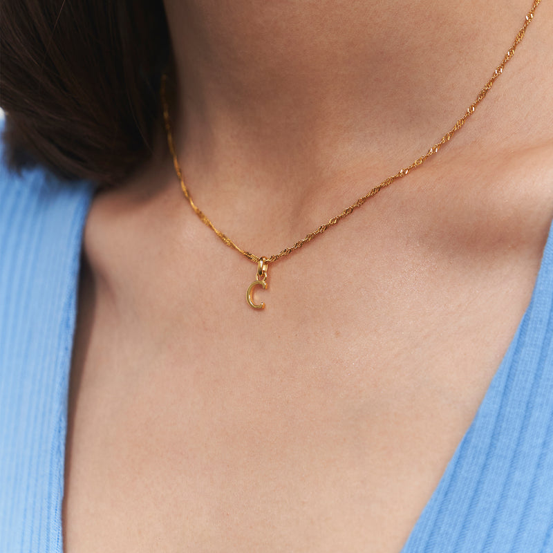 Mini Initial Pendant 14k Solid Gold