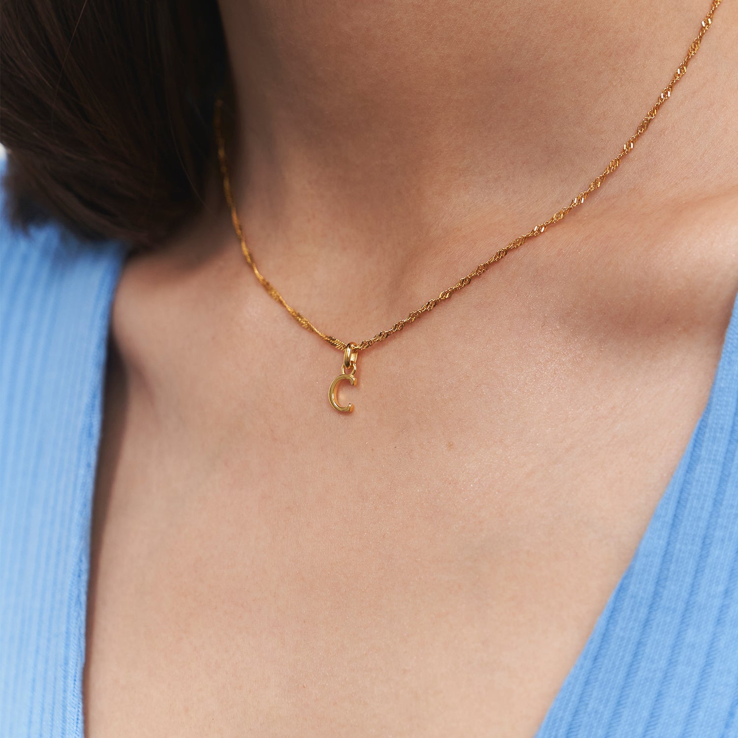 Mini Initial Necklace | 14k Gold