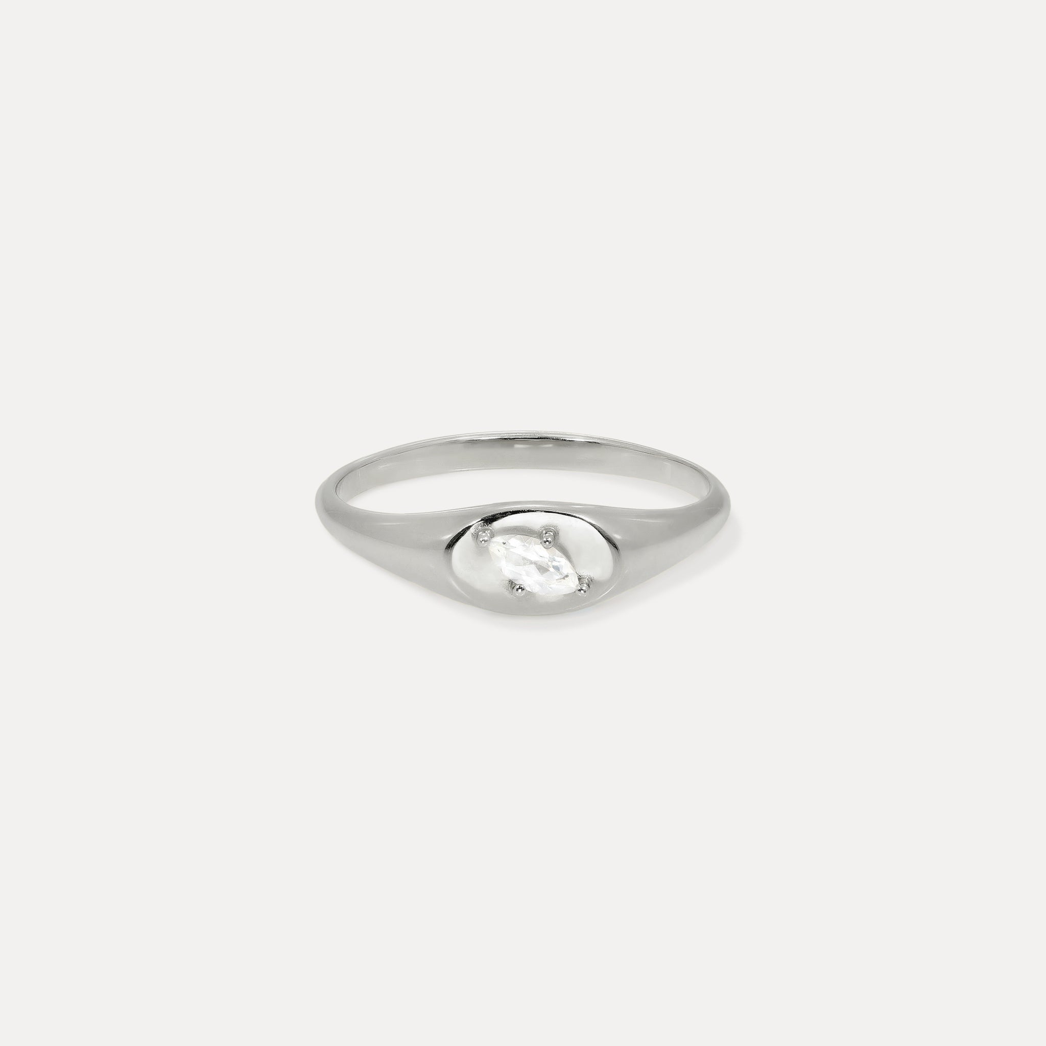 Moonstone Navette Platform Signet Ring