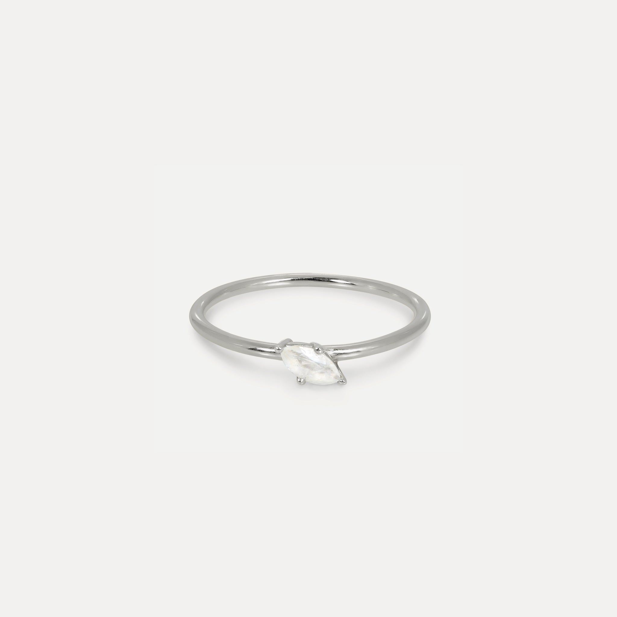 Moonstone Navette Solitaire Ring