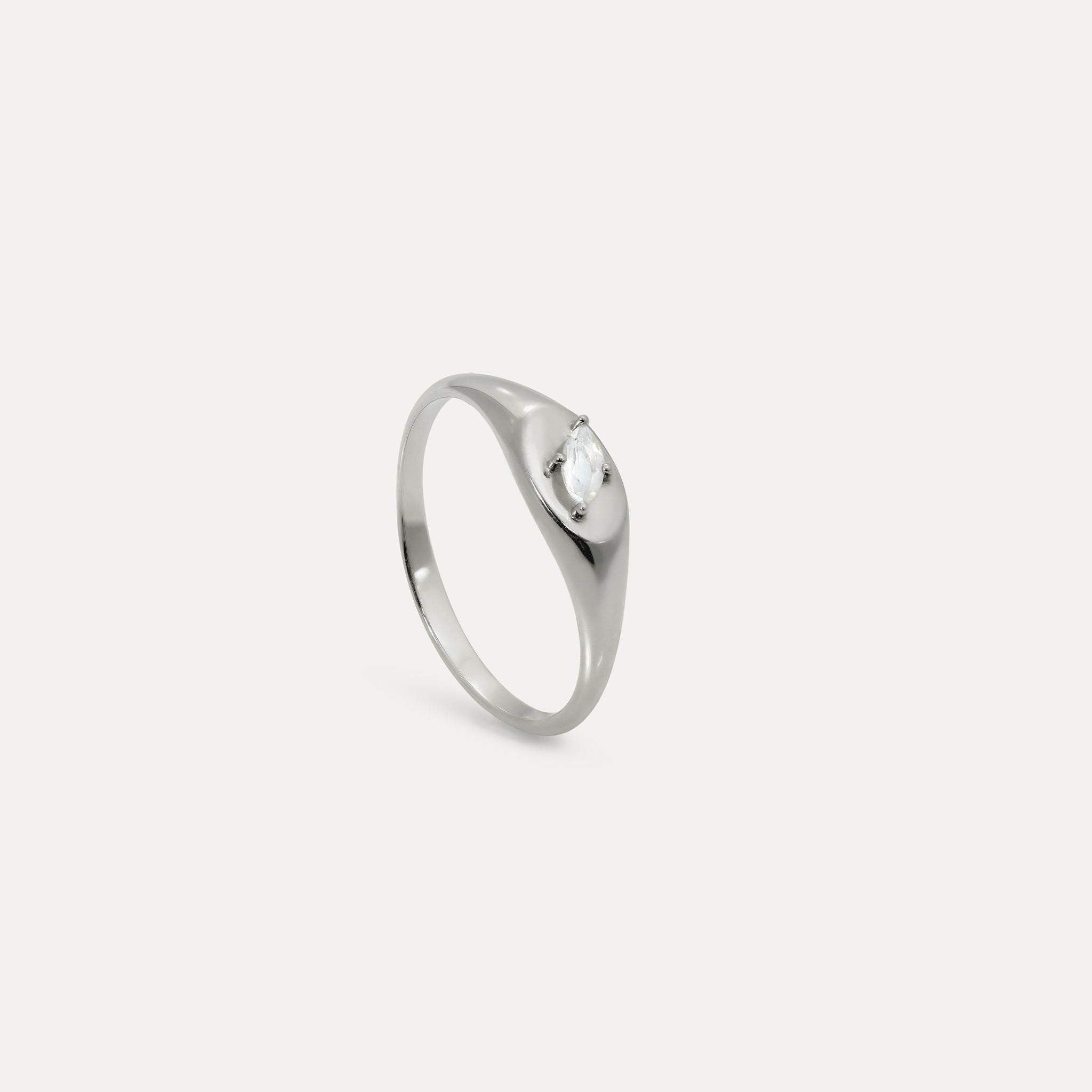 Moonstone Navette Platform Signet Ring