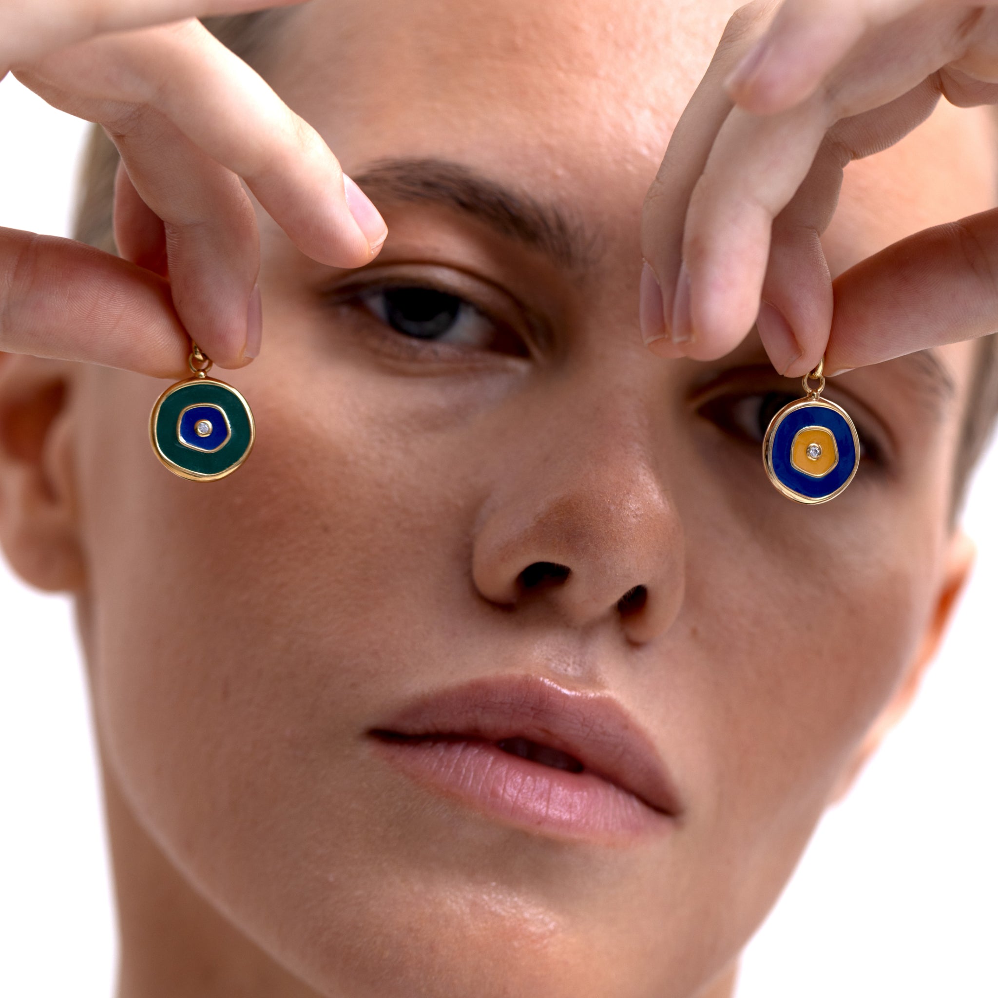 White Sapphire Evil Eye Pendant Dark Blue