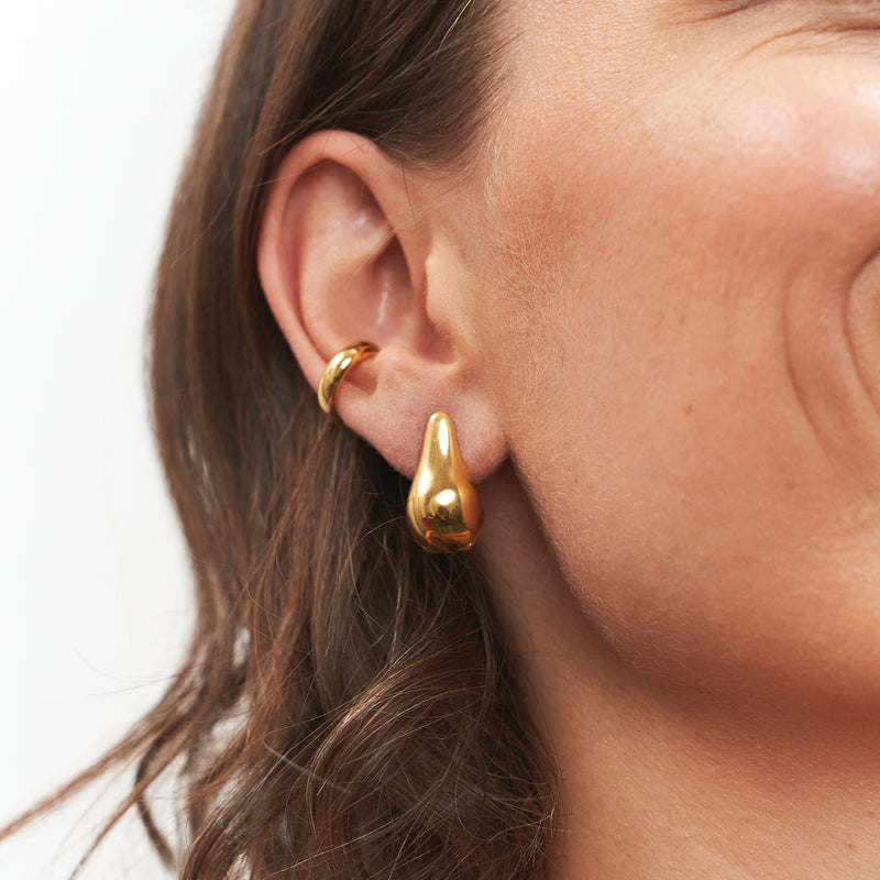 Eden Pear Hoops 14k Solid Gold