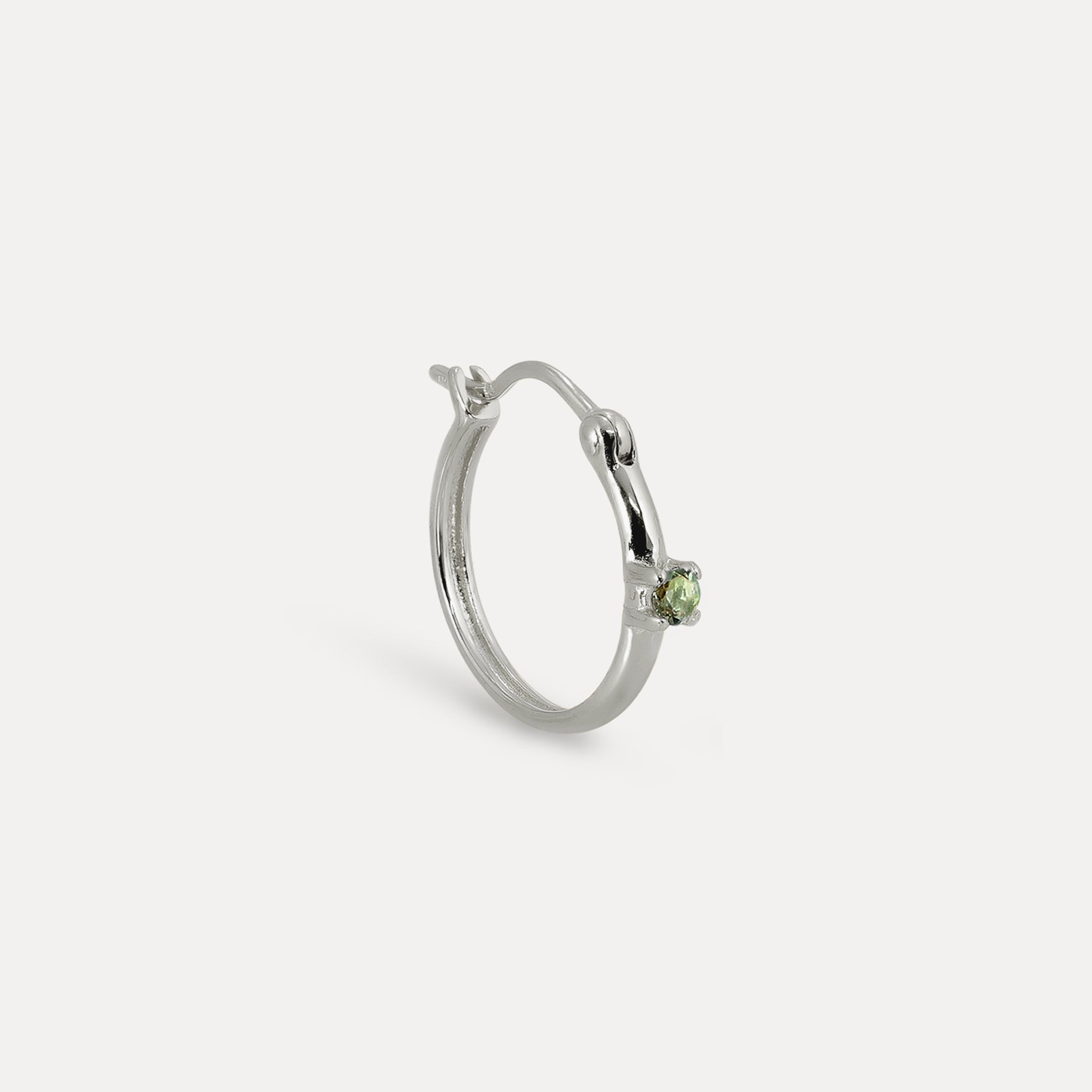 Green Tourmaline Point of Light Hoop Earrings - Single