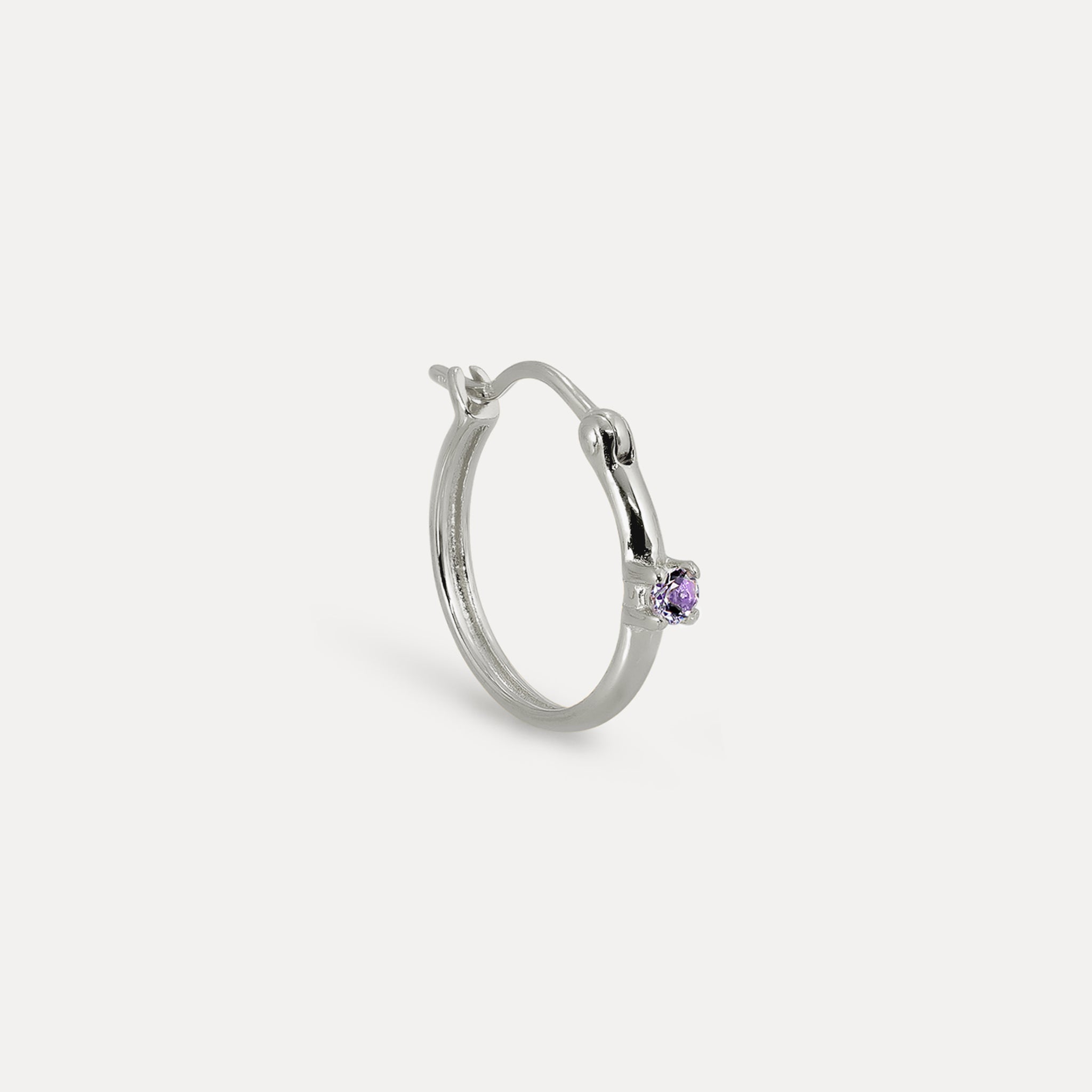 Amethyst Point of Light Hoop  Earrings- Single