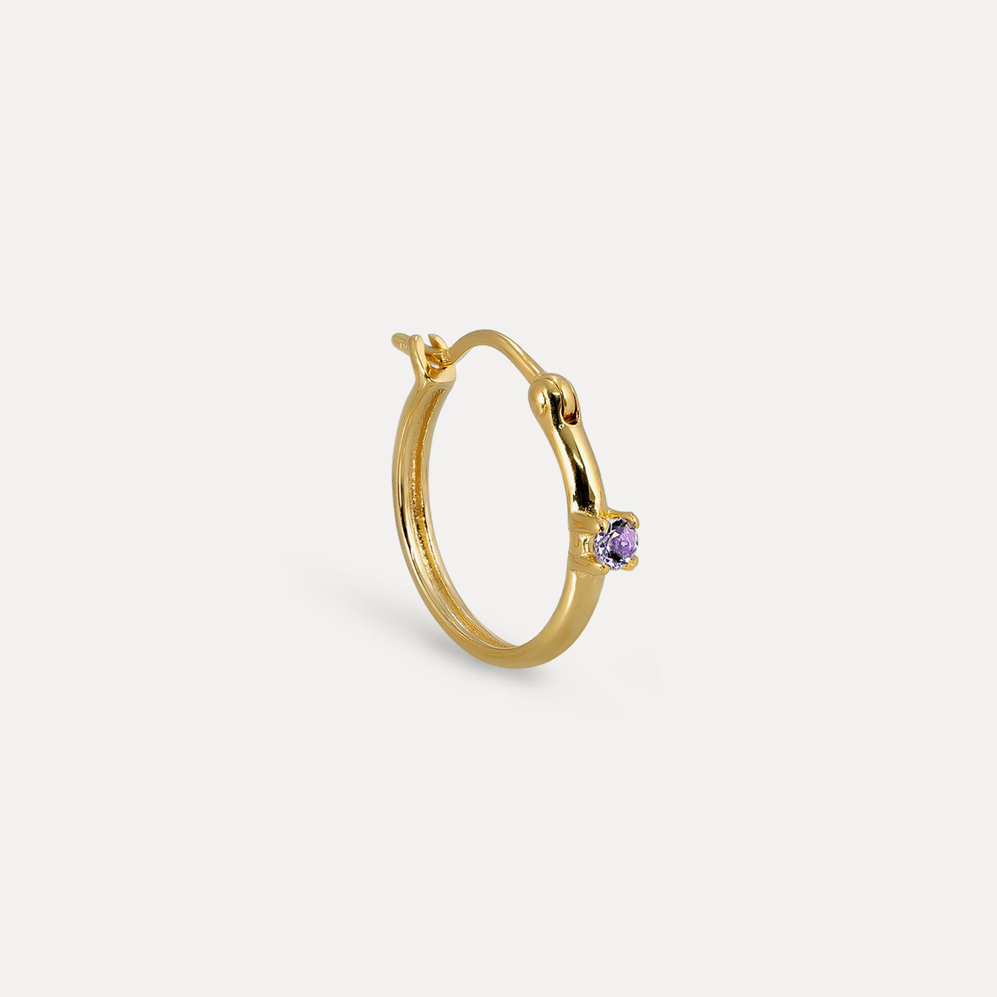 Amethyst Point of Light Hoop  Earrings- Single