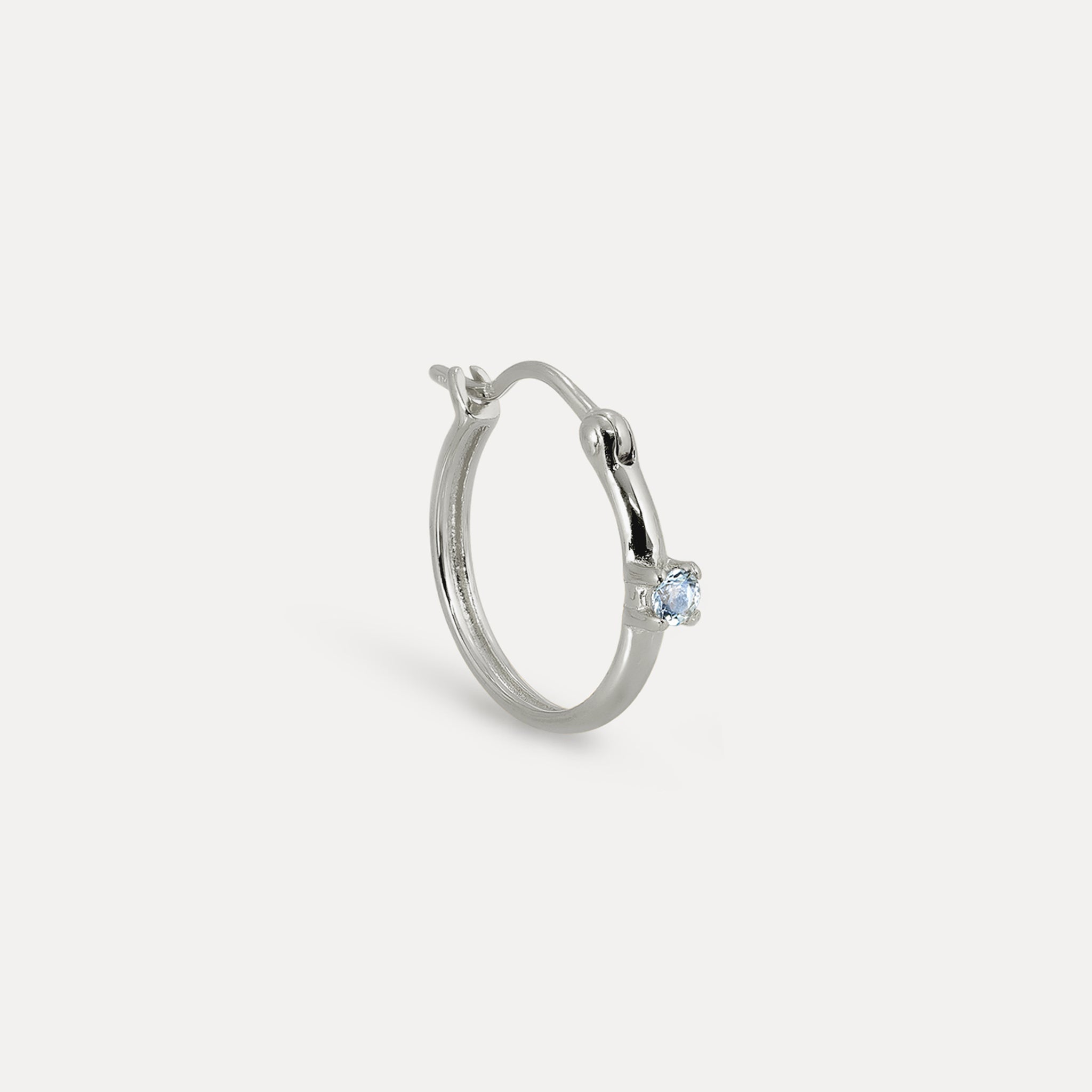 Aquamarine Point of Light Hoop Earrings - Single